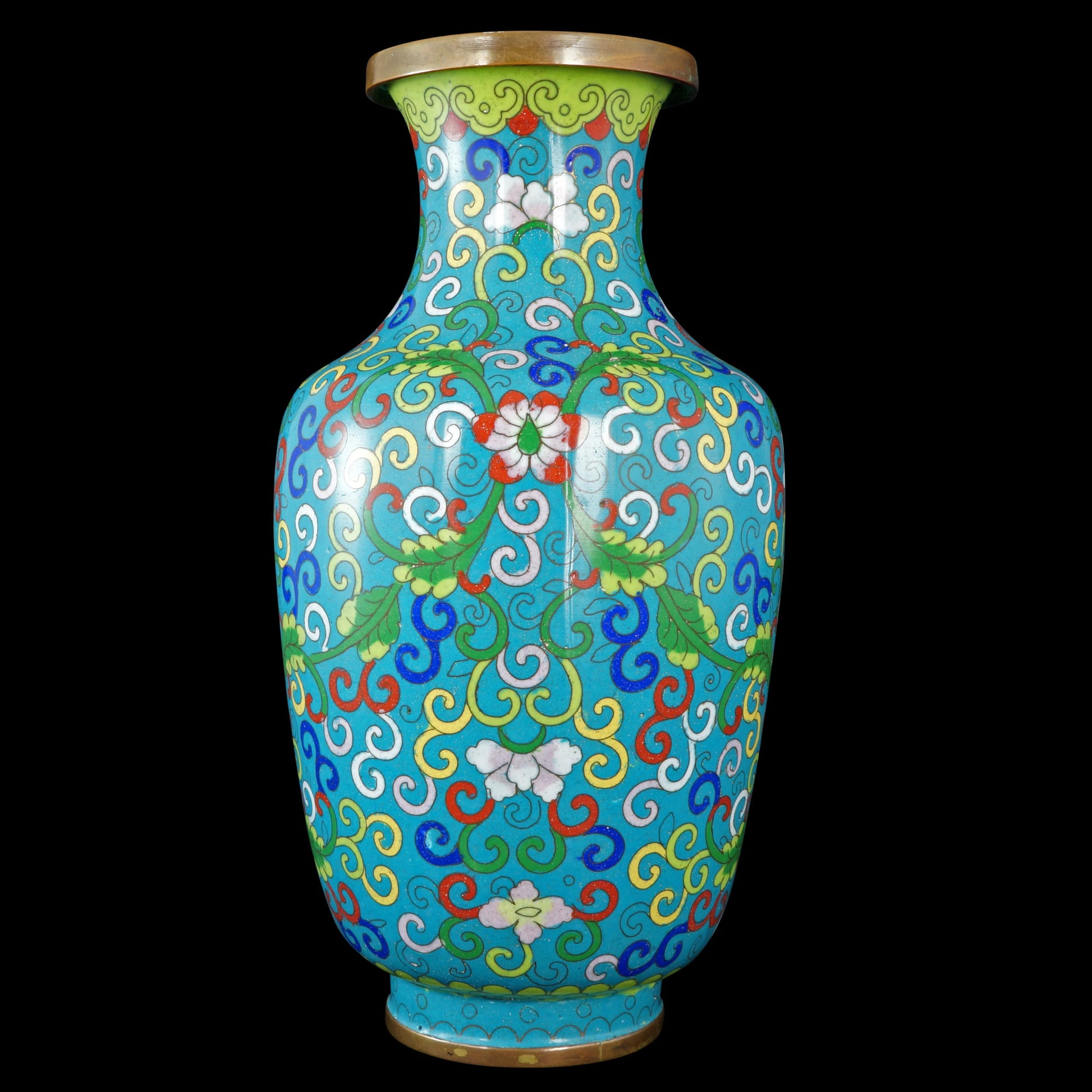 Chinese Republic Era Cloisonné Vase with Scrolling Lotus Design Circa 1920 - Bear and Raven Antiques