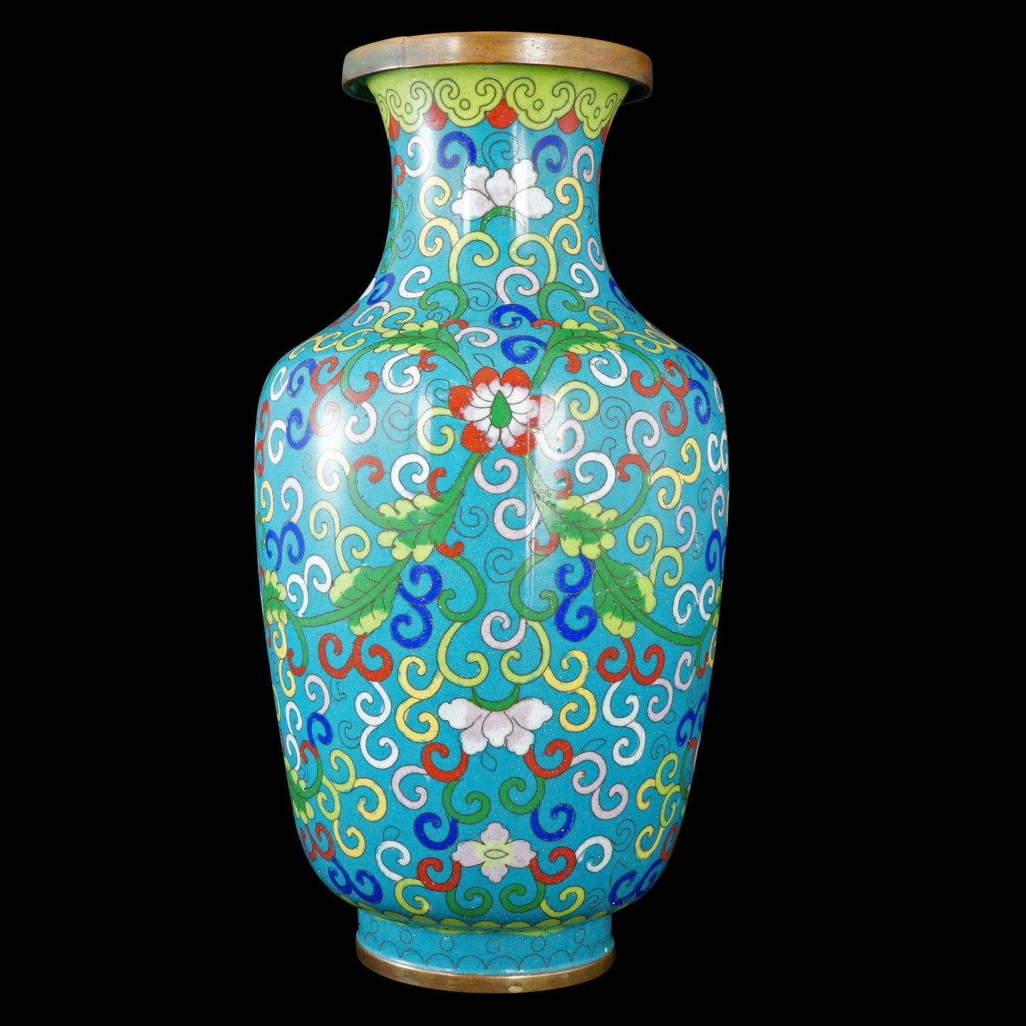 Chinese Republic Era Cloisonné Vase with Scrolling Lotus Design Circa 1920 - Bear and Raven Antiques