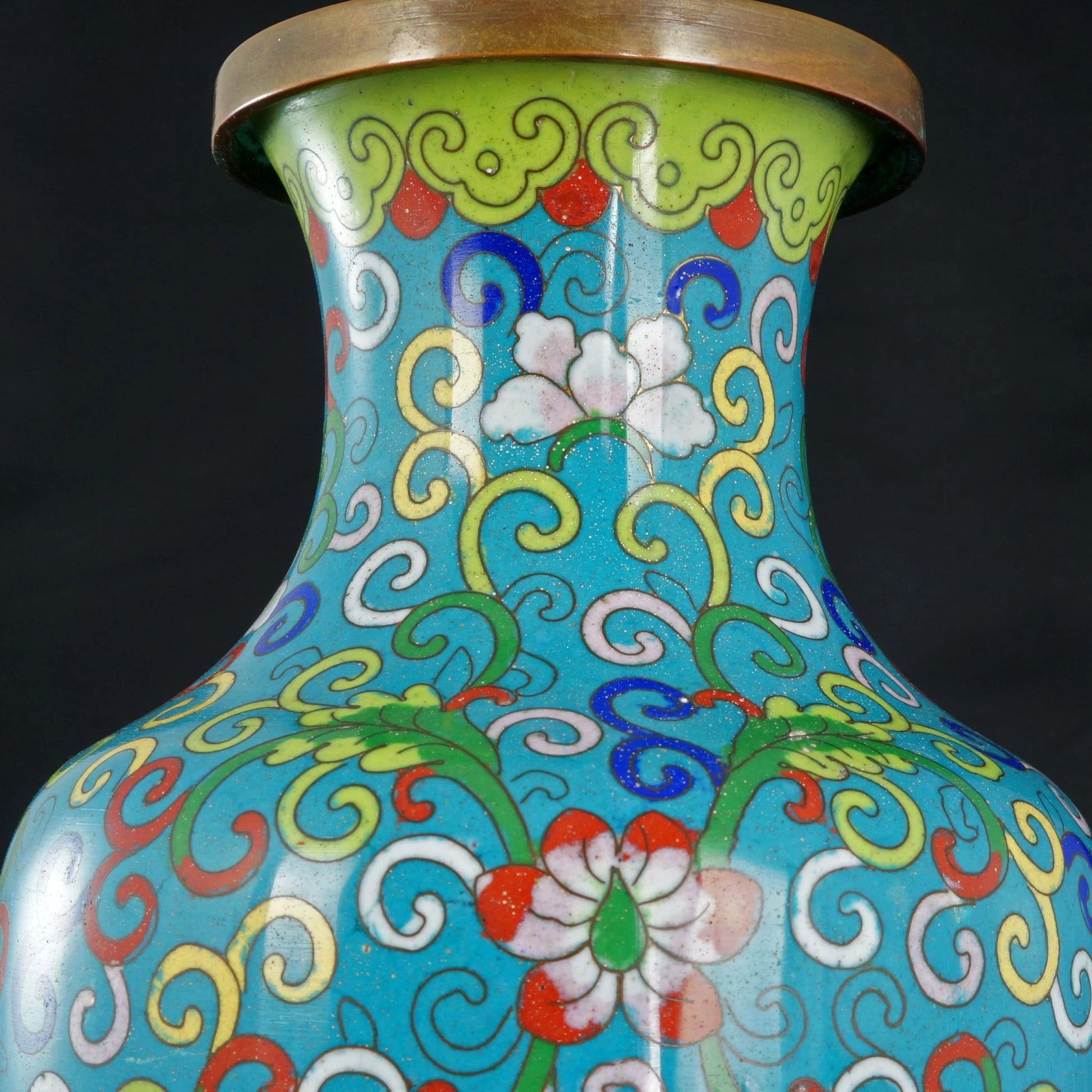 Chinese Republic Era Cloisonné Vase with Scrolling Lotus Design Circa 1920 - Bear and Raven Antiques