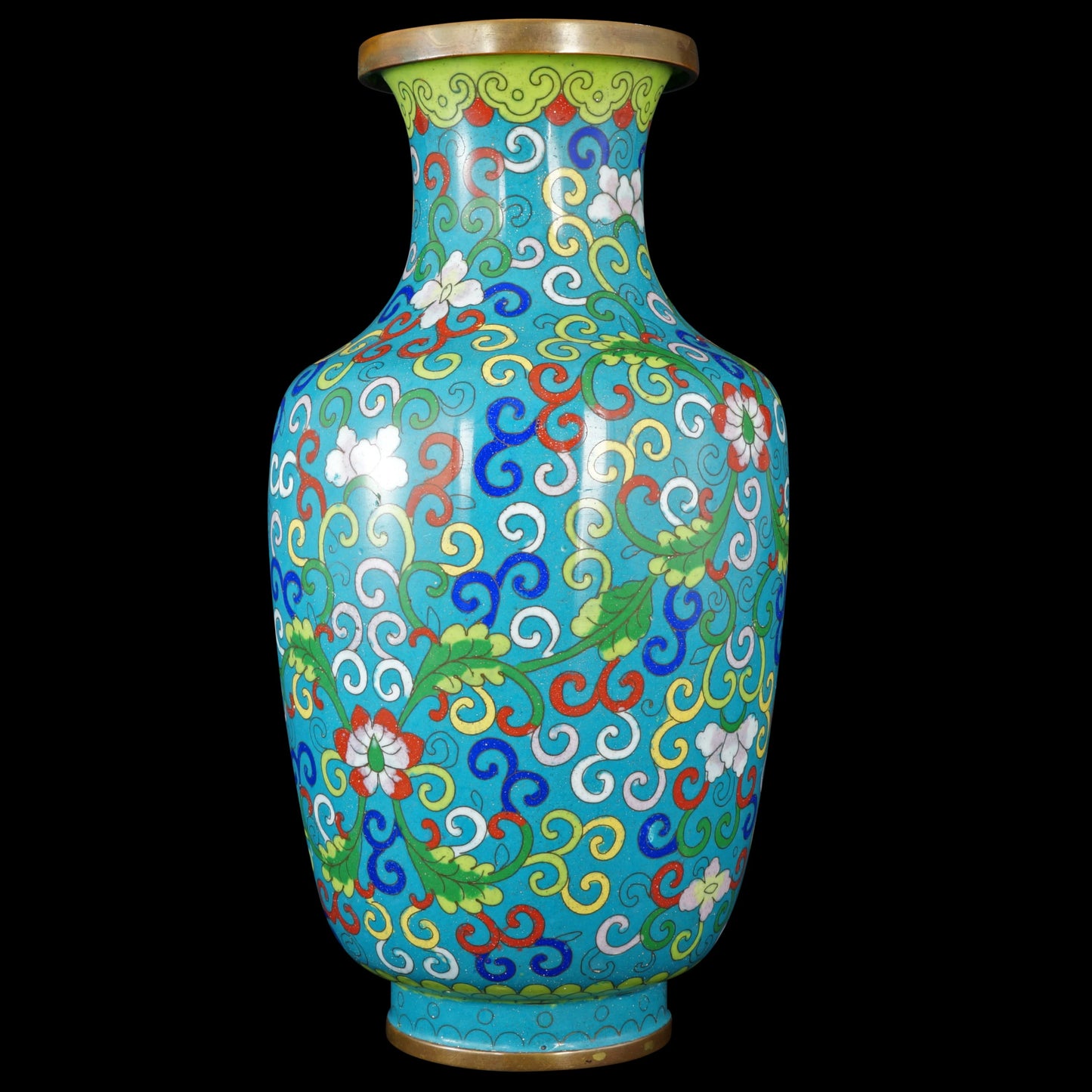 Chinese Republic Era Cloisonné Vase with Scrolling Lotus Design Circa 1920 - Bear and Raven Antiques