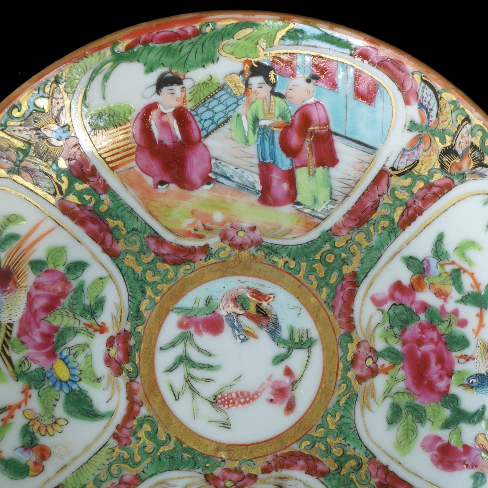 Chinese Rose Mandarin Saucer Circa 1840 - Bear and Raven Antiques