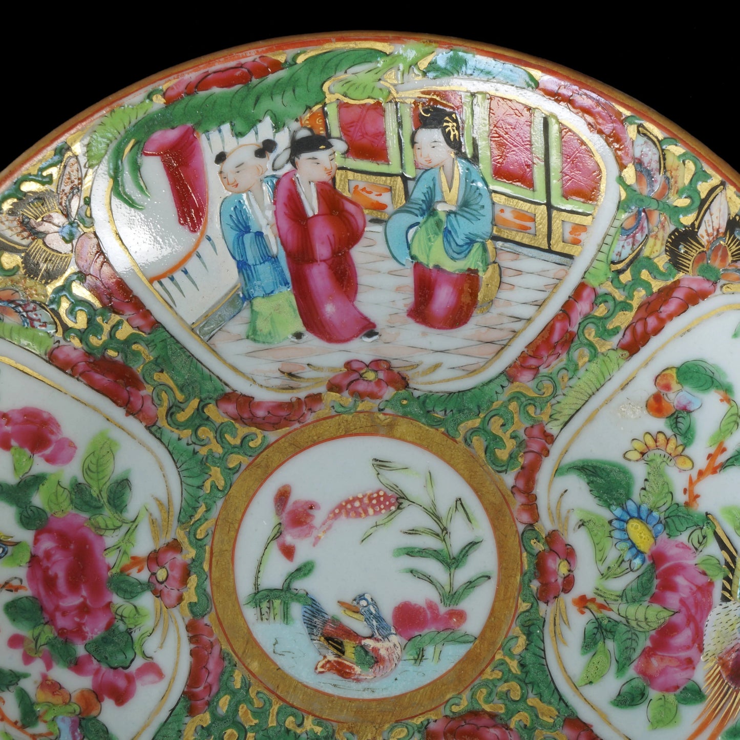 Chinese Rose Mandarin Saucer Circa 1840 - Bear and Raven Antiques