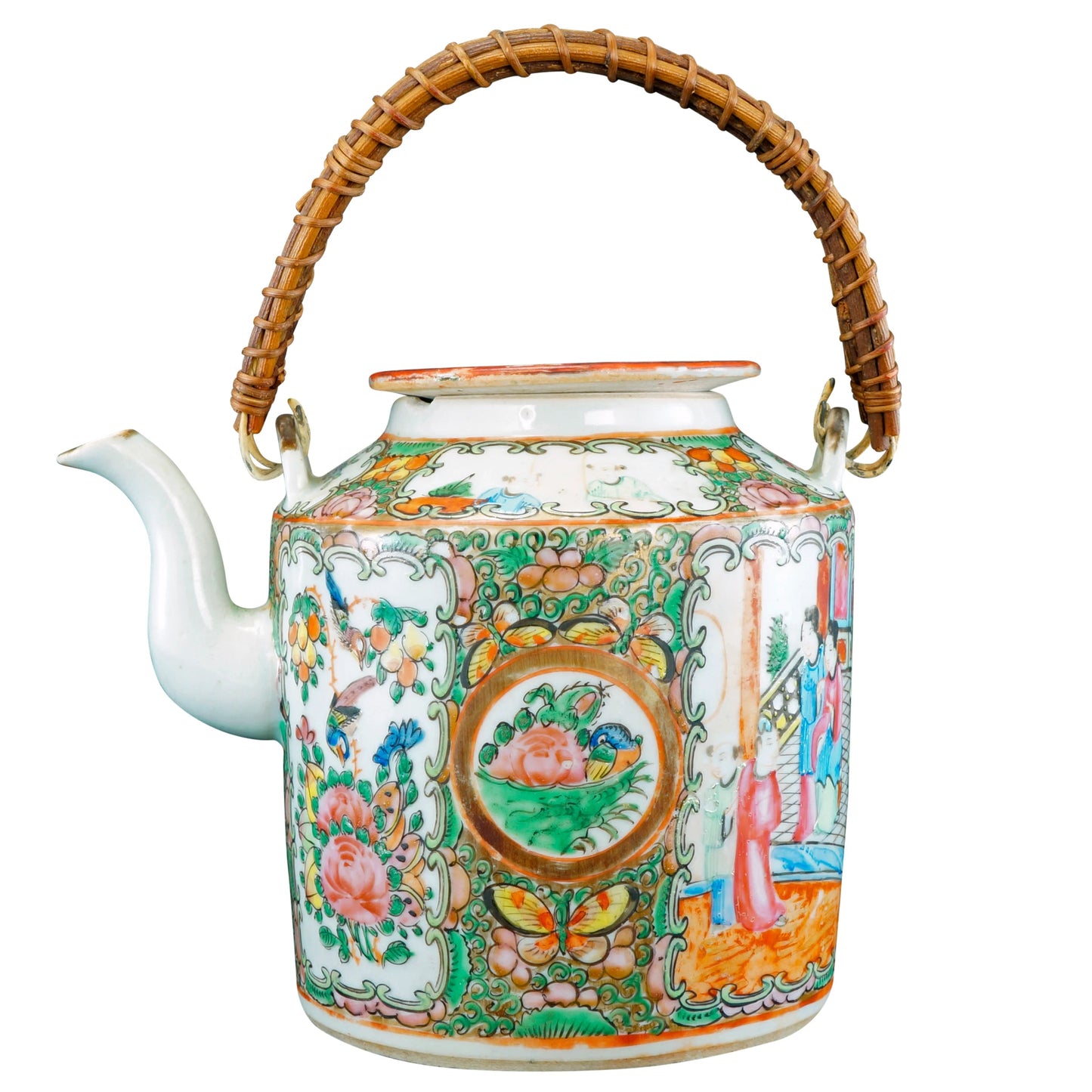 Chinese Rose Medallion Teapot 2nd Half 19 Century - Bear and Raven Antiques