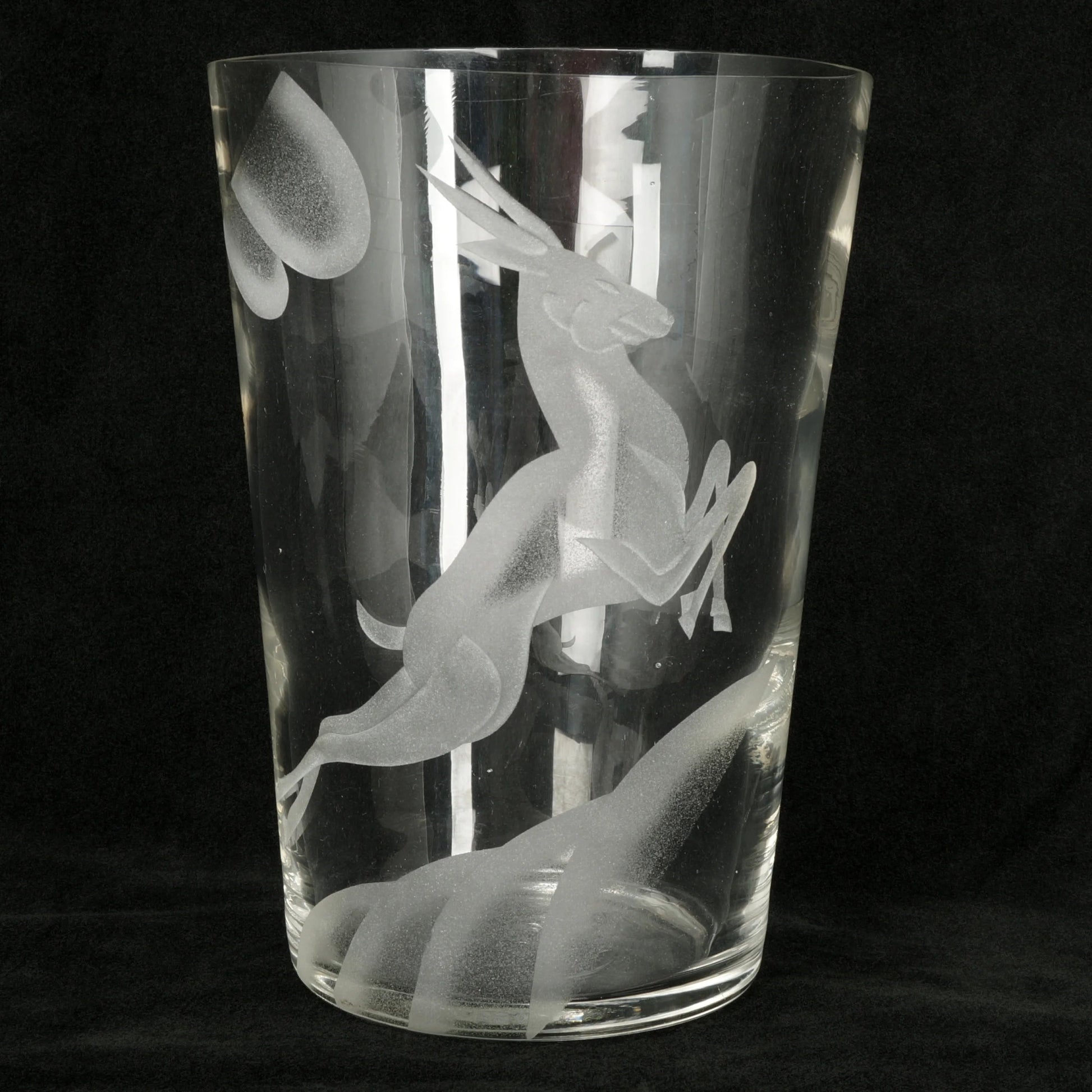 Clear Art Deco Gazelle Vase Circa 1925 - Bear and Raven Antiques