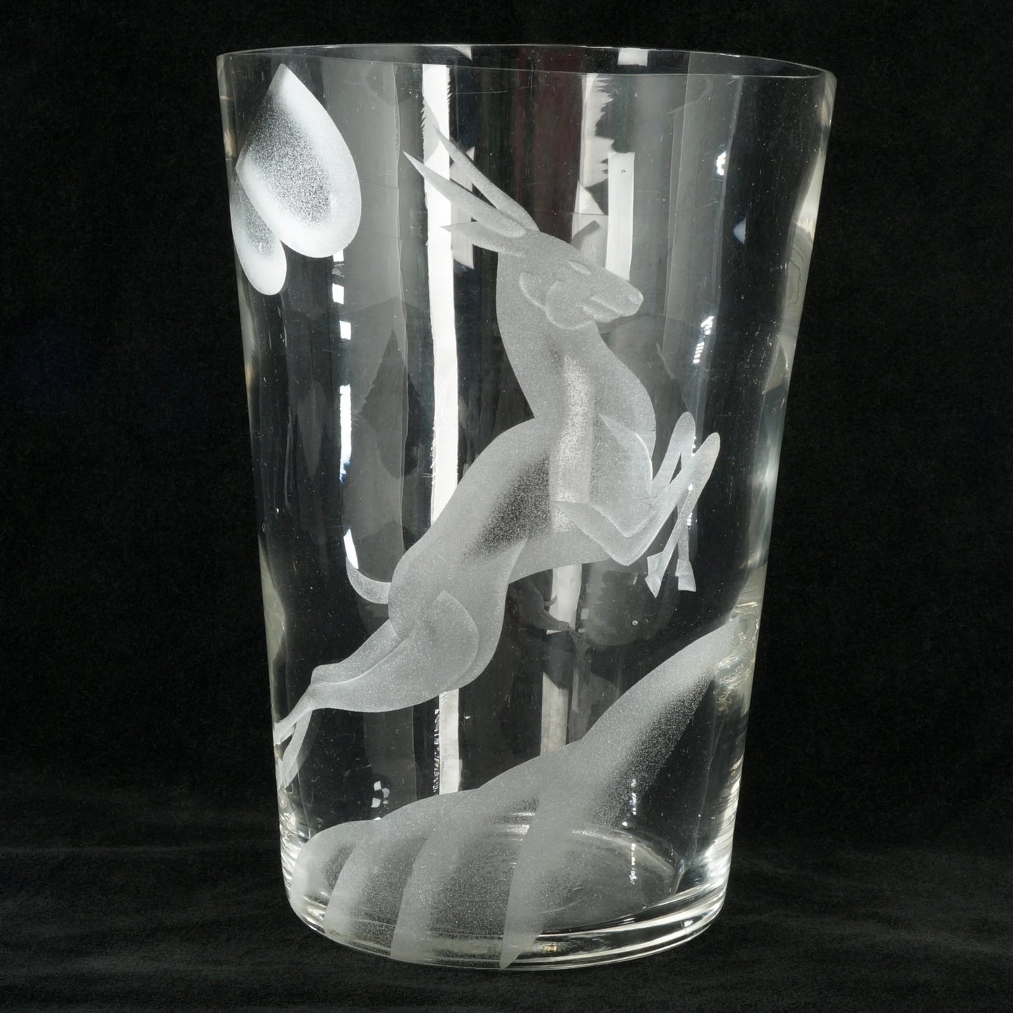 Clear Art Deco Gazelle Vase Circa 1925 - Bear and Raven Antiques