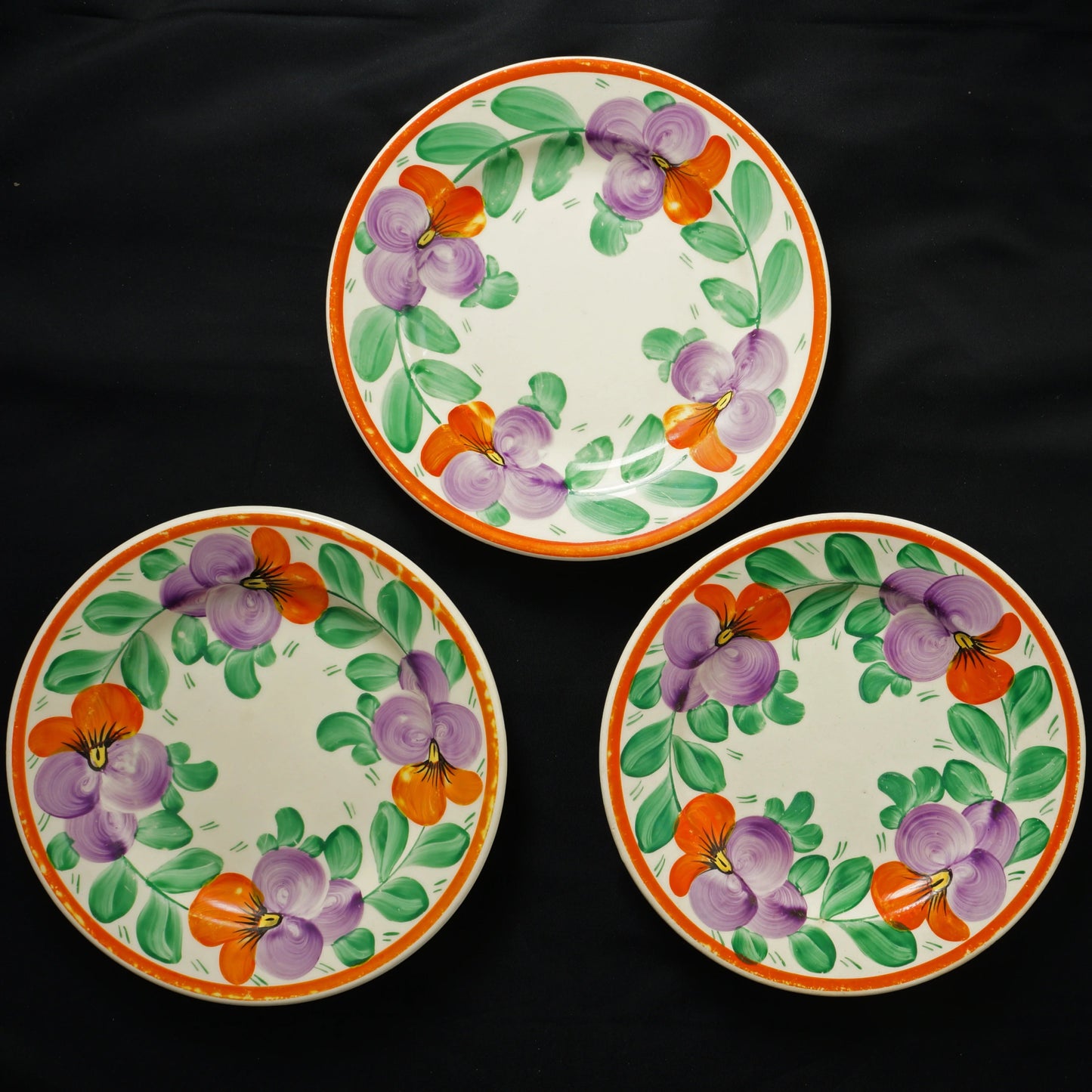 Czech Plates Hand Painted 1920s-Set of Three - Bear and Raven Antiques