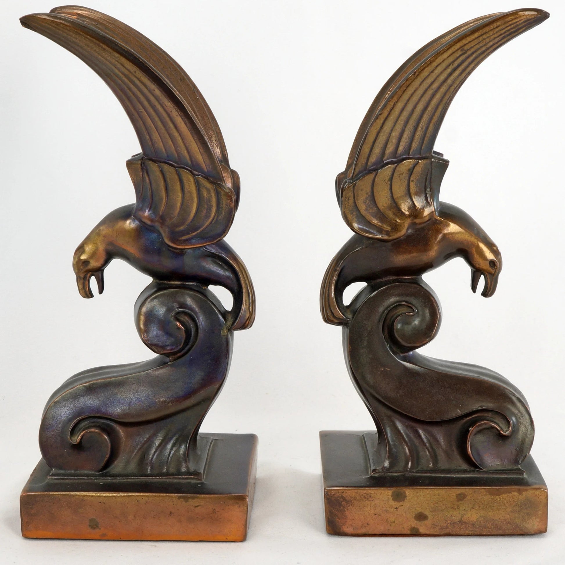 Deco Perched Eagle Bookends Circa 1934 - Bear and Raven Antiques