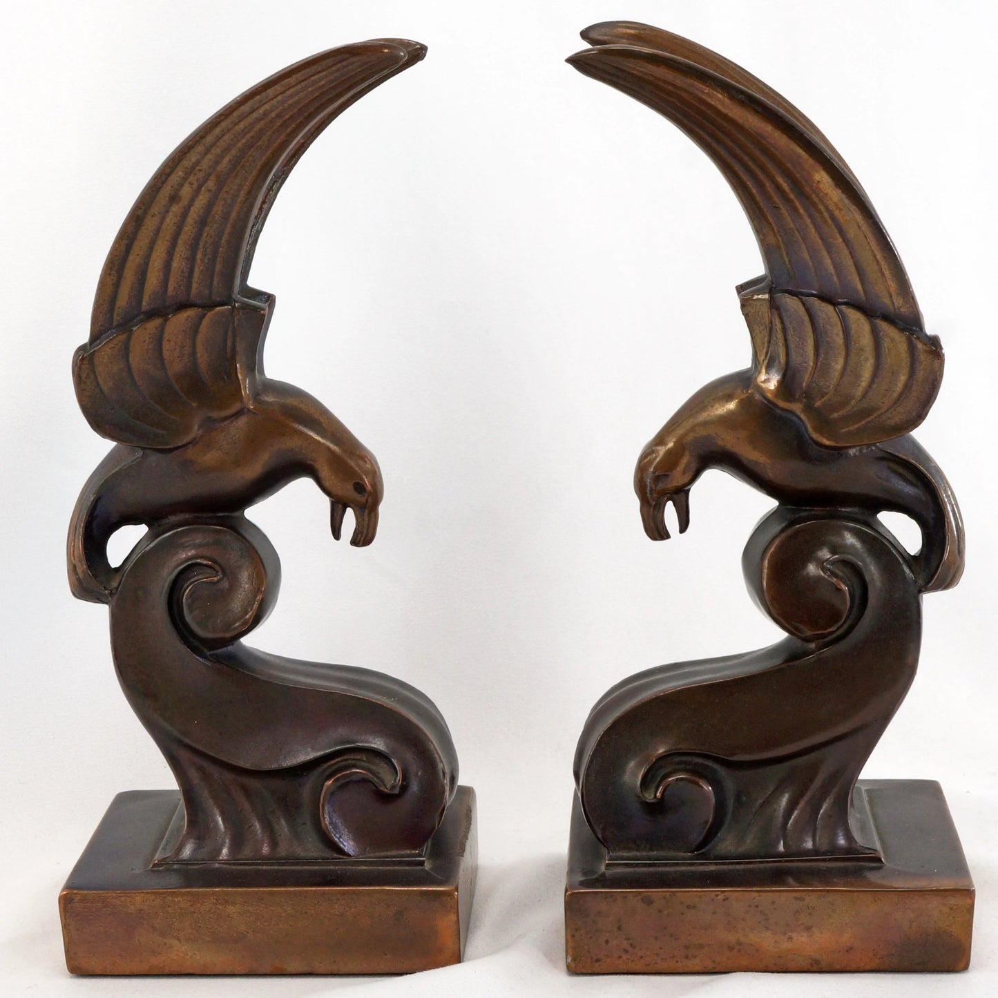 Deco Perched Eagle Bookends Circa 1934 - Bear and Raven Antiques