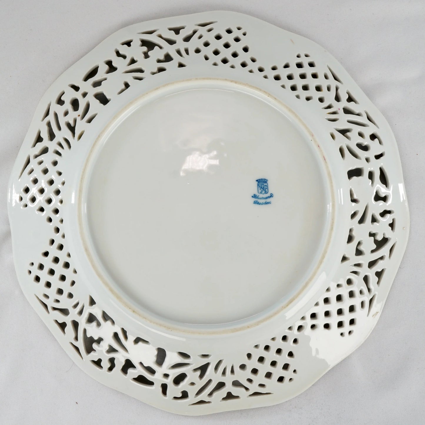 Dresden Schumann Reticulated Floral Service Plate c 1935 - Bear and Raven Antiques