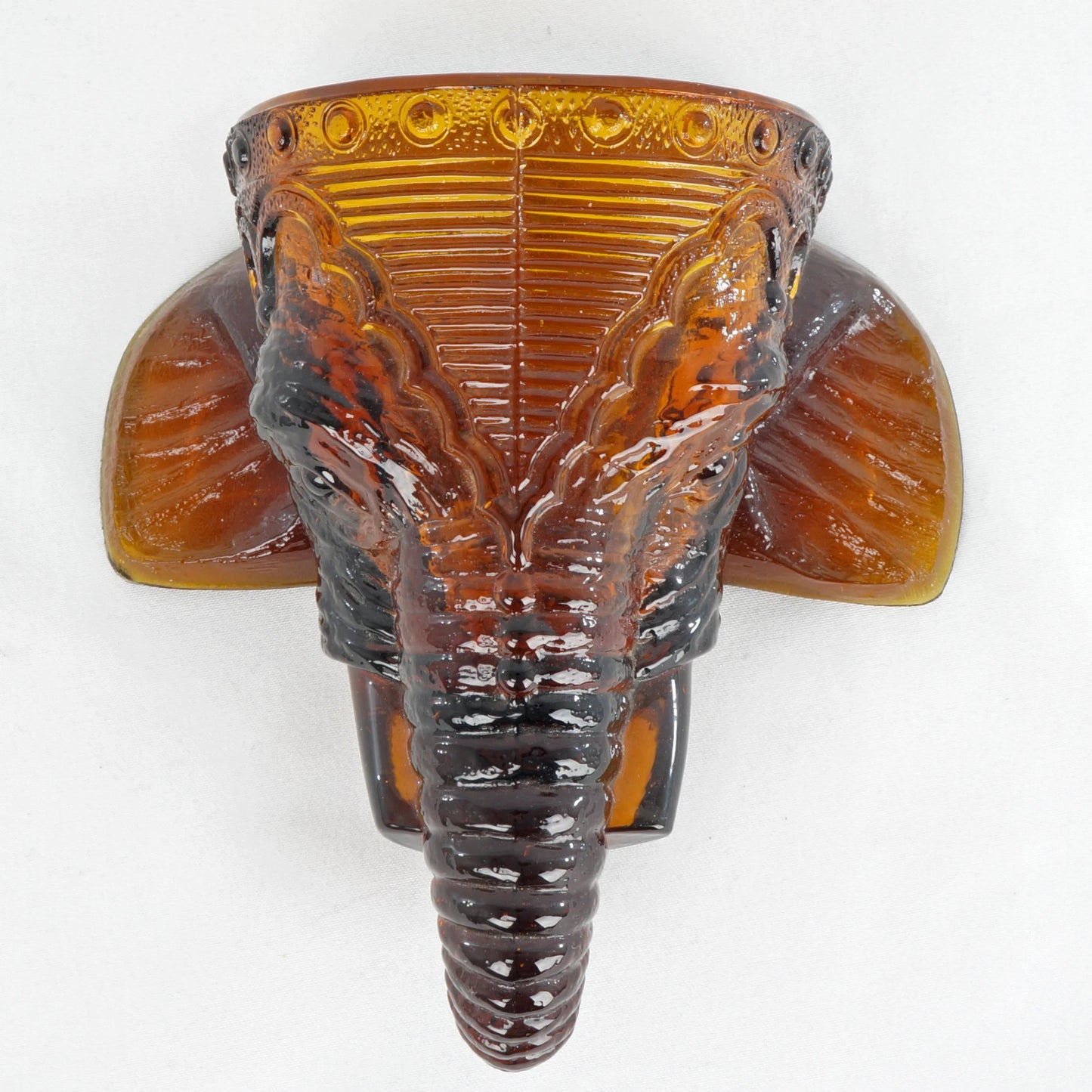 EAPG Amber Glass Elephant Wall Pocket Matchstick Holder Circa 1890 - Bear and Raven Antiques