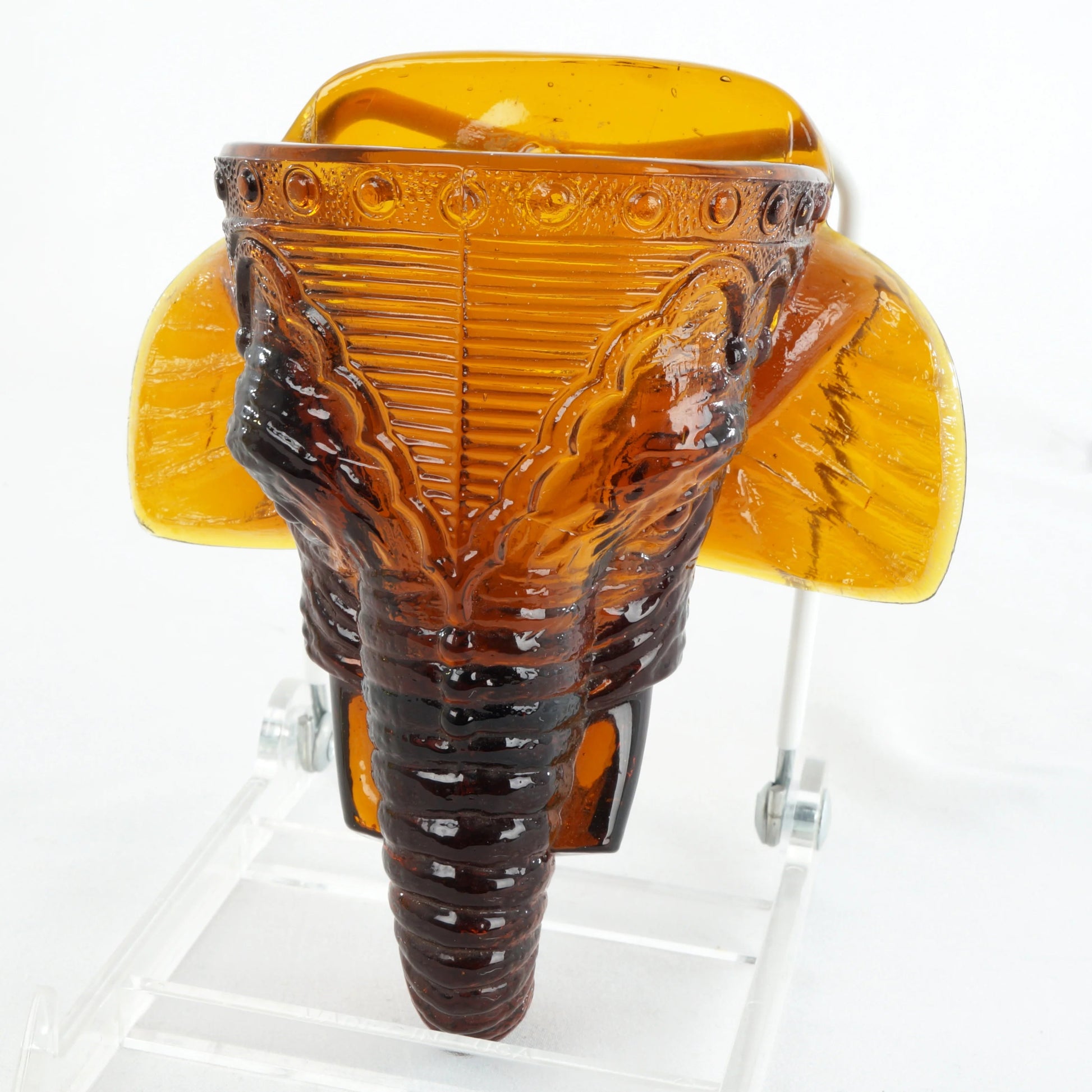 EAPG Amber Glass Elephant Wall Pocket Matchstick Holder Circa 1890 - Bear and Raven Antiques