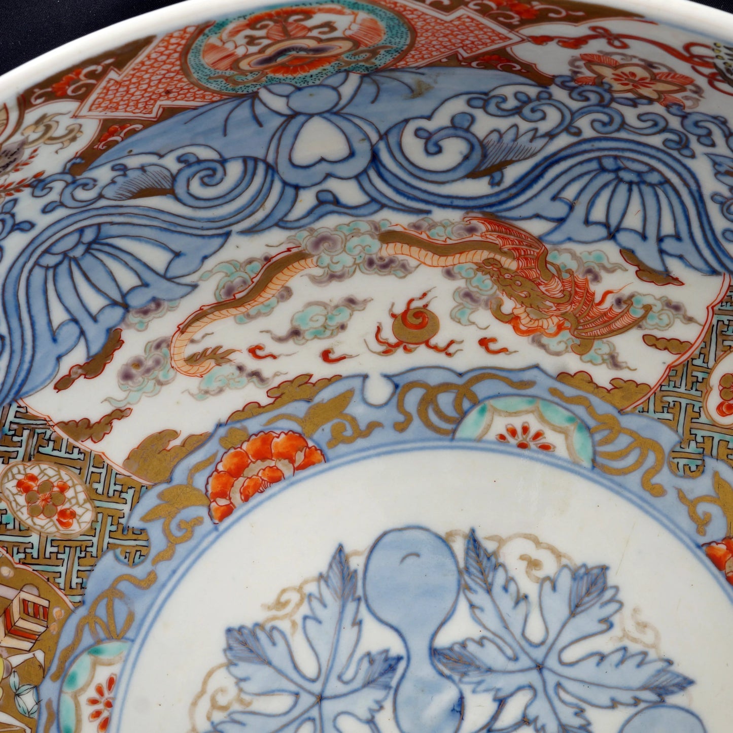 Enormous Imari Japanese Meiji Polychrome Bowl - Bear and Raven Antiques