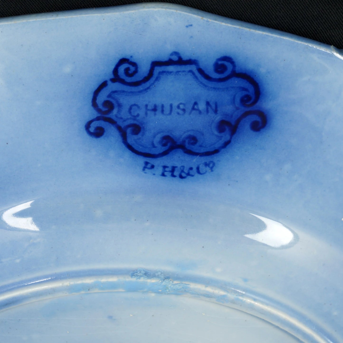 Flow Blue Chinoiserie Luncheon Ironstone Plate Peter Holdcroft Chusan Pattern c 1850 - Bear and Raven Antiques