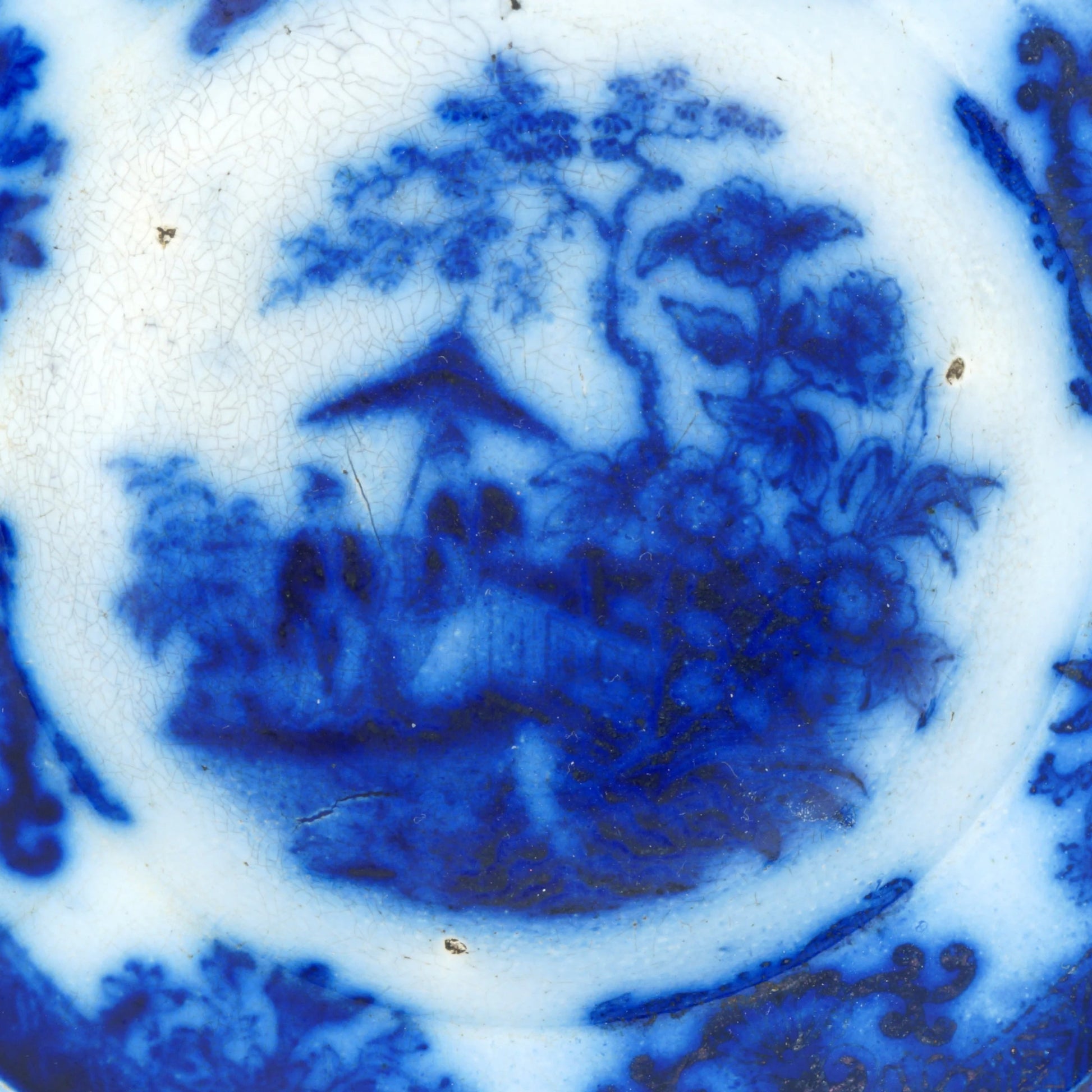 Flow Blue Ironstone Saucer Davenport Amoy Pattern - Bear and Raven Antiques