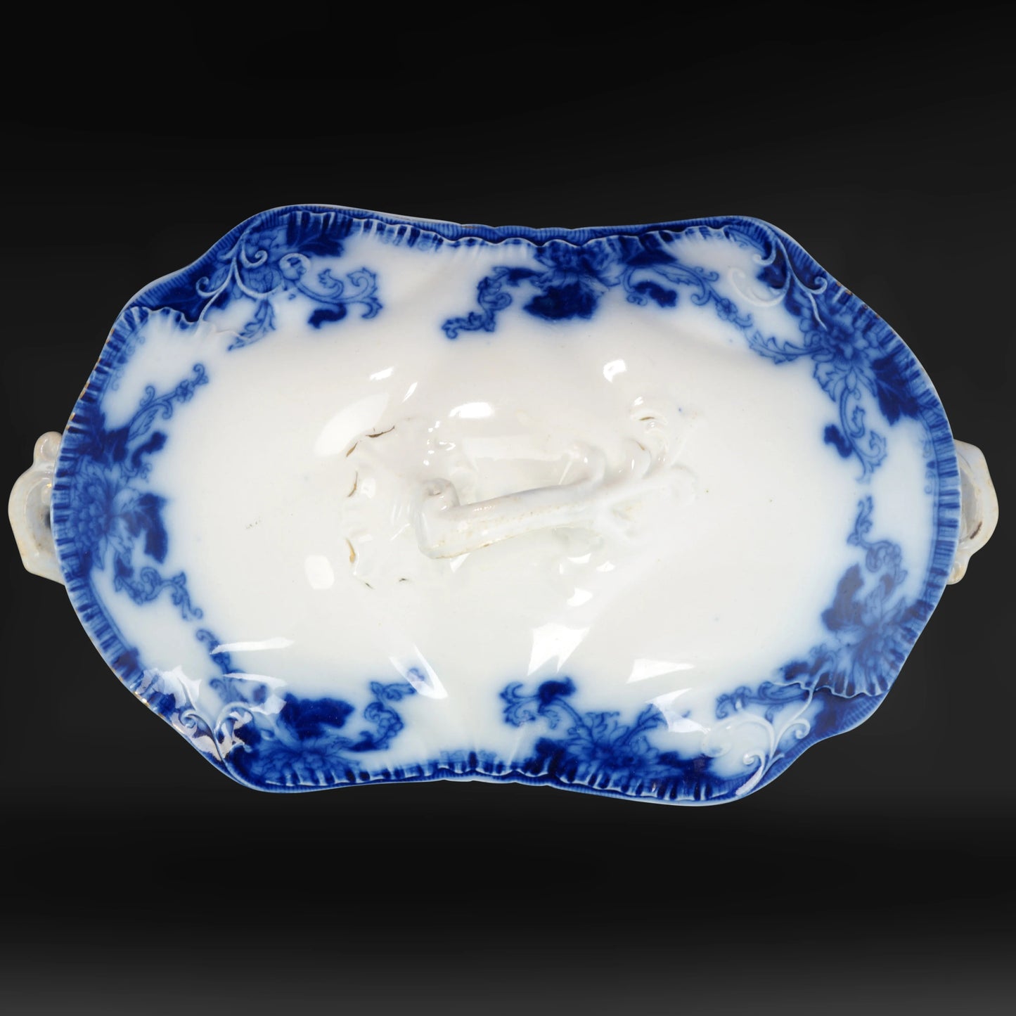 Flow Blue Semi Porcelain Covered Serving Dish Tureen – Thomas Hughes & Son, c 1895-1910 - Bear and Raven Antiques