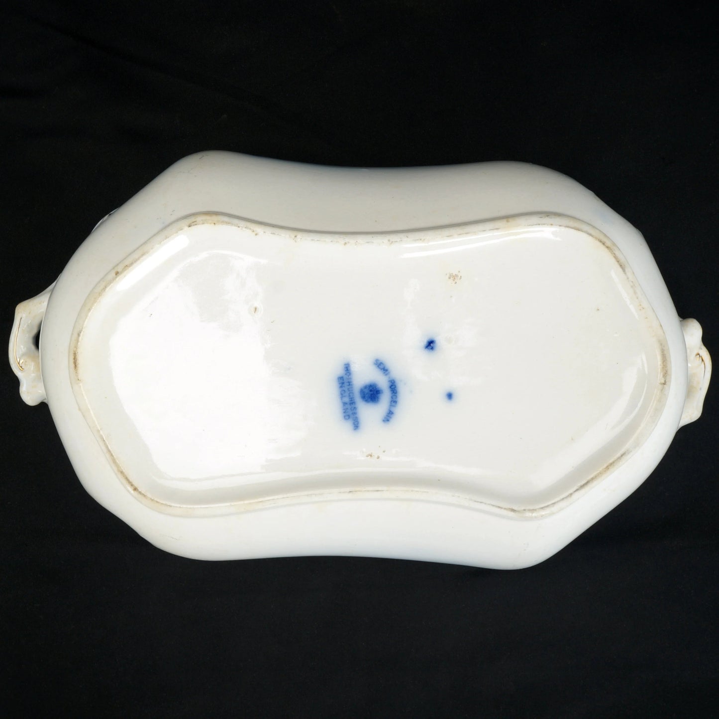 Flow Blue Semi Porcelain Covered Serving Dish Tureen – Thomas Hughes & Son, c 1895-1910 - Bear and Raven Antiques