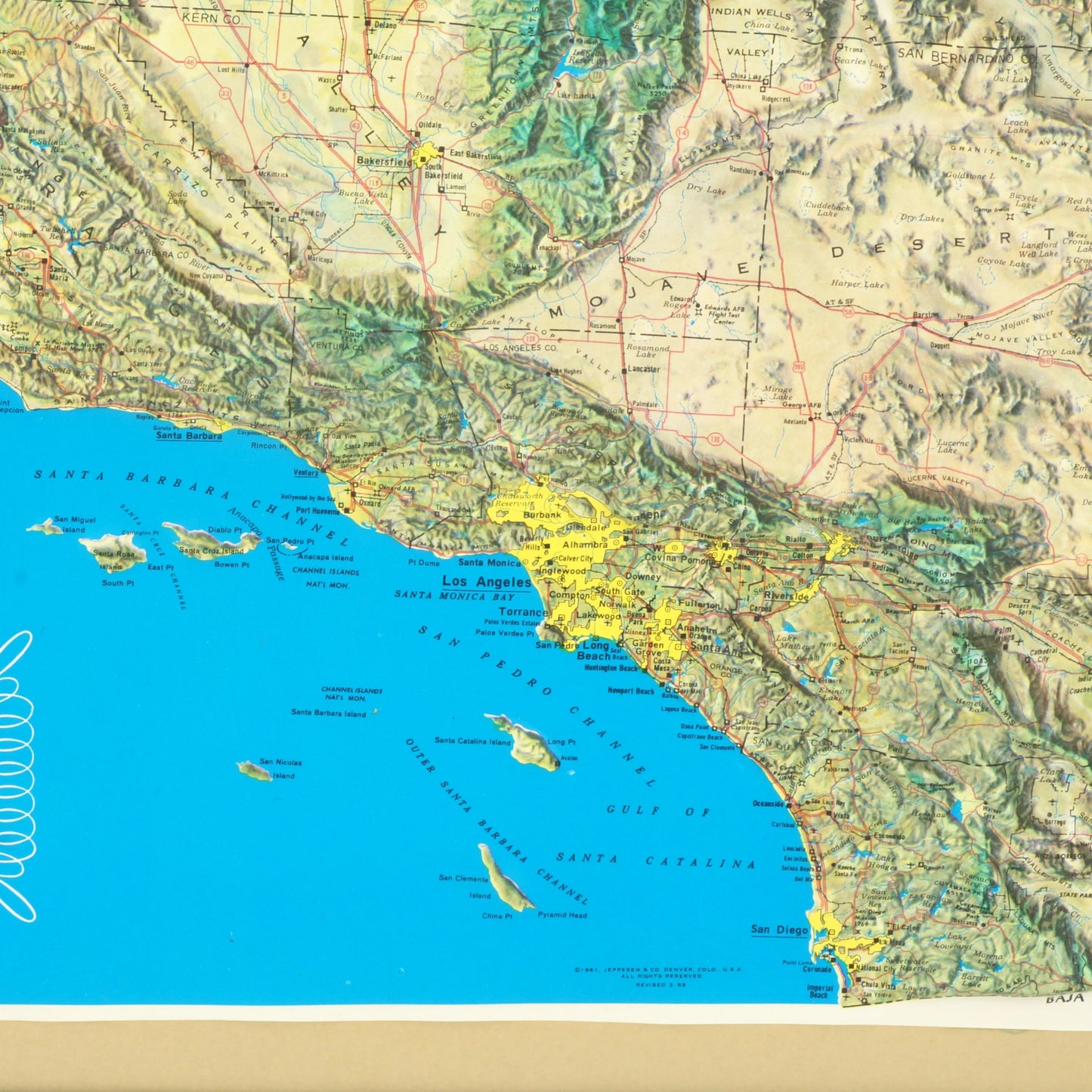 Framed 3 - D California Topographical Relief Map 1976 Kistler Graphics - Bear and Raven Antiques