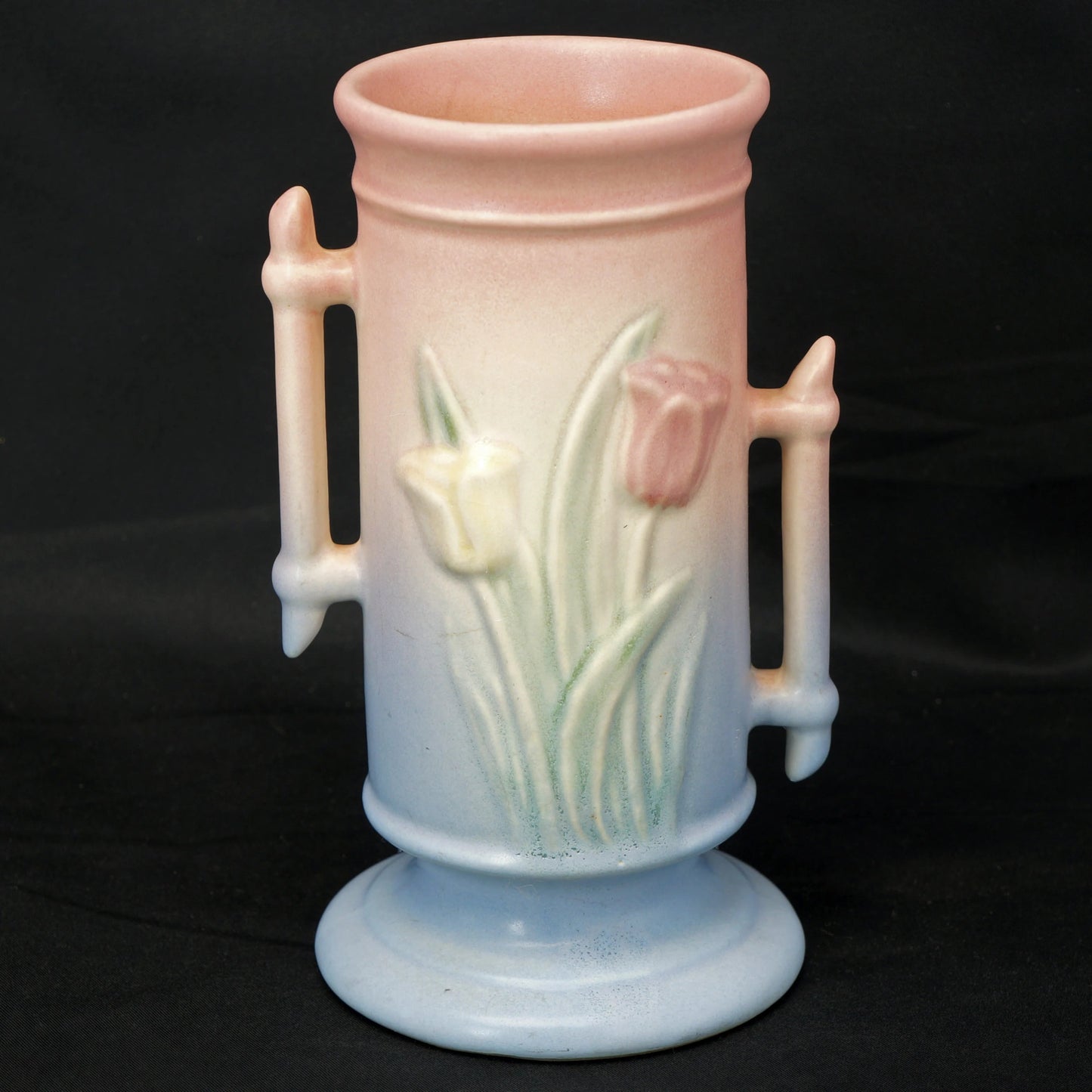 Hull Tulip Vase Pink Blue Sueno Line 1938-41 - Bear and Raven Antiques