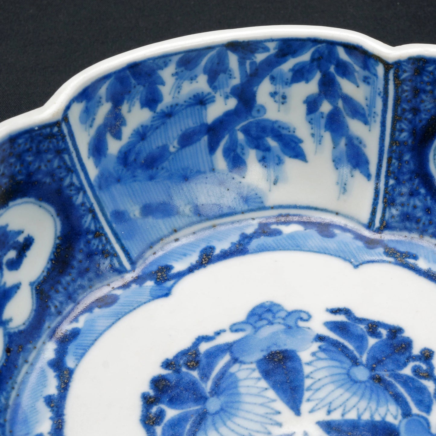 Japanese 19th C Blue and White Imari Lobed Bowl Chenghua Mark - Bear and Raven Antiques