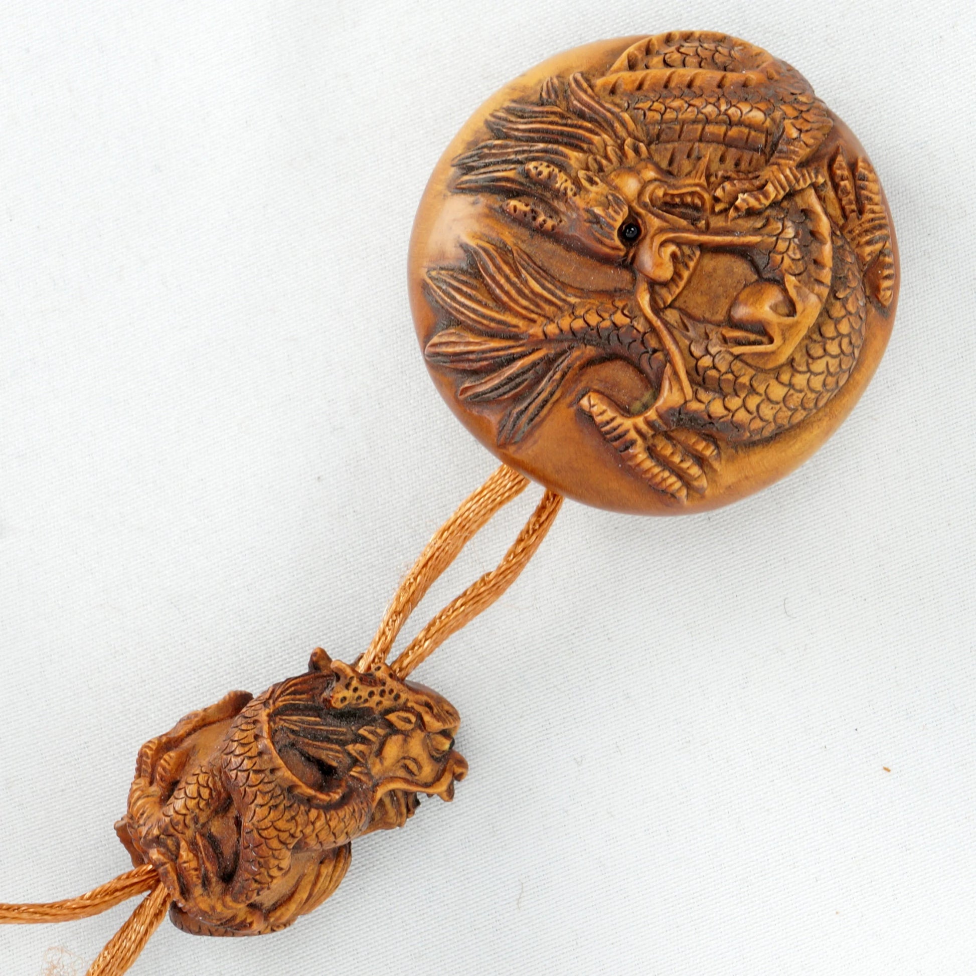 Japanese Dragon Inro Ojime Netsuke Hand Carved Signed - Bear and Raven Antiques