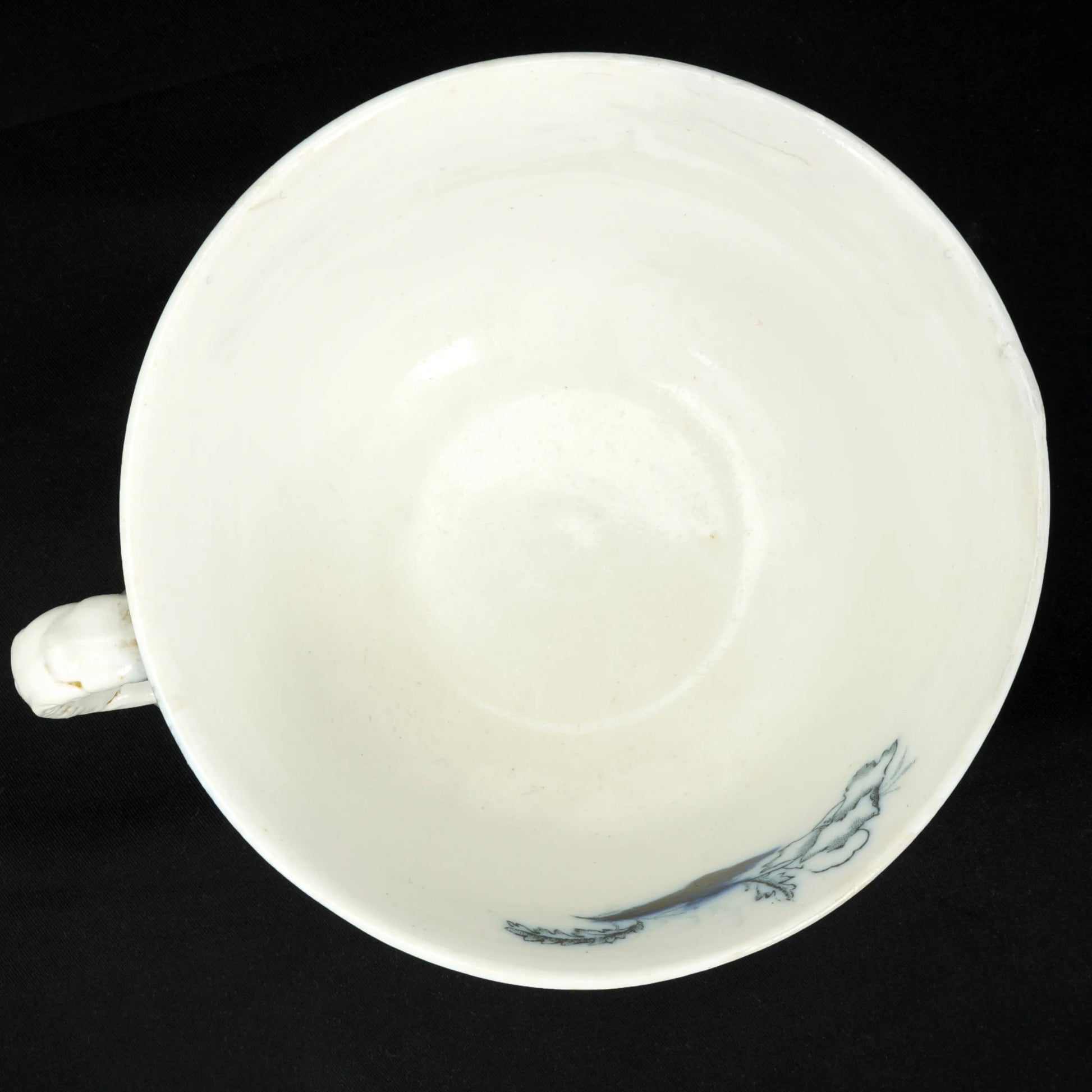 Large Antique Molded Staffordshire Transferware Teacup and Saucer - Bear and Raven Antiques