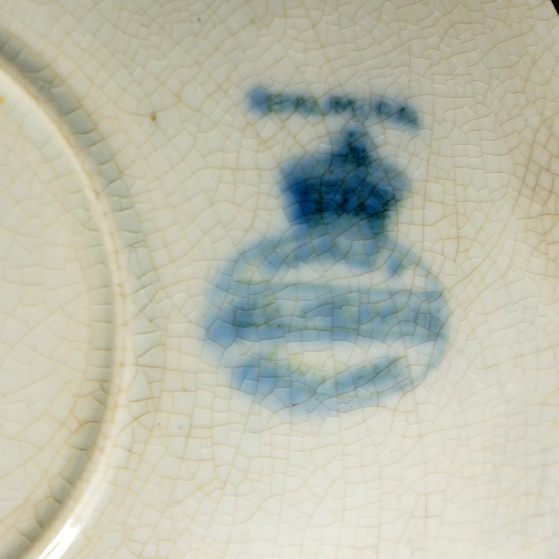 Large Antique Molded Staffordshire Transferware Teacup and Saucer - Bear and Raven Antiques