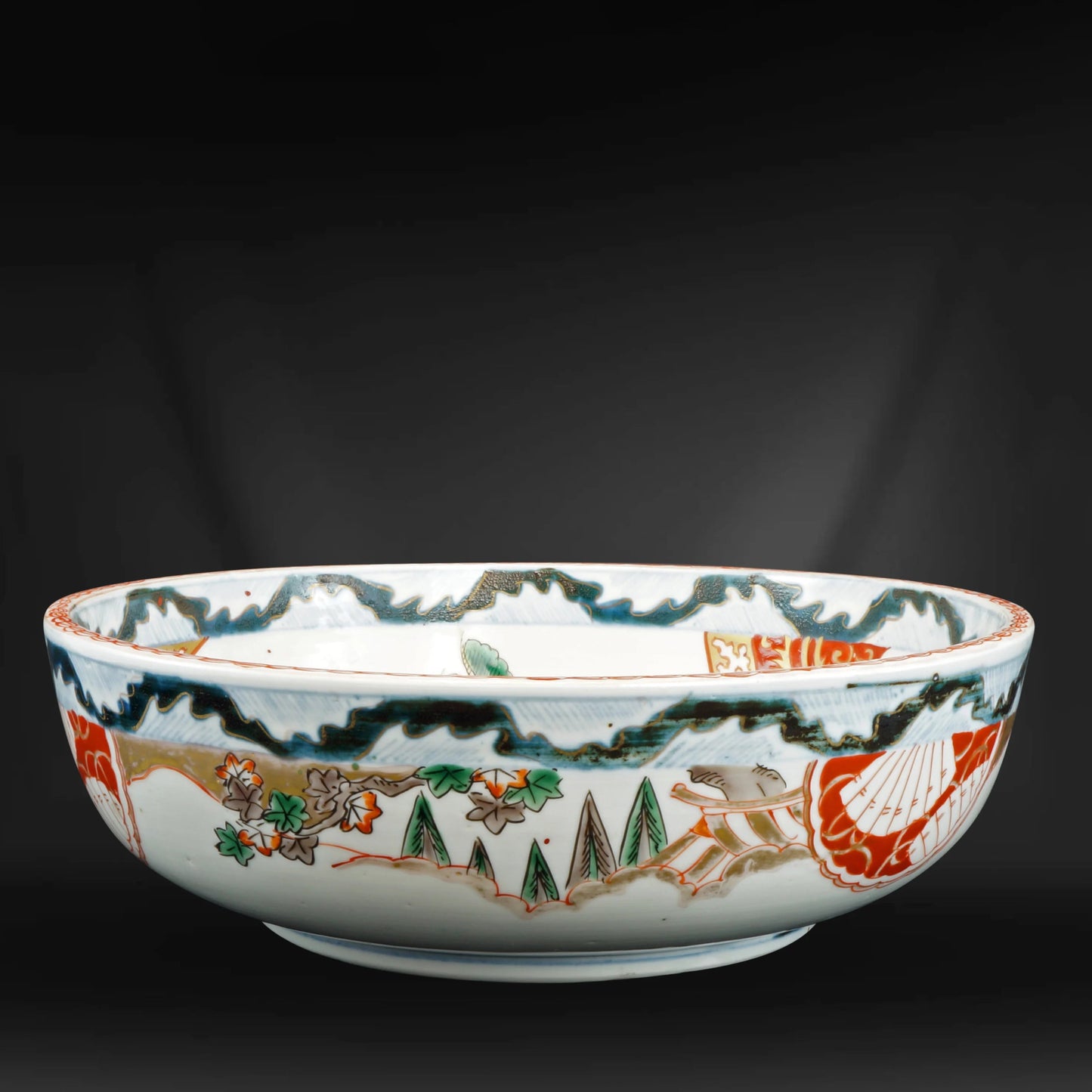 Large Japanese Imari Bowl Deer Design Meiji Period 19th Century - Bear and Raven Antiques