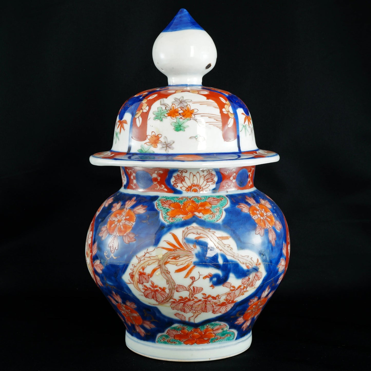 Large Japanese Imari Lidded Porcelain Jar First Half 20th C - Bear and Raven Antiques