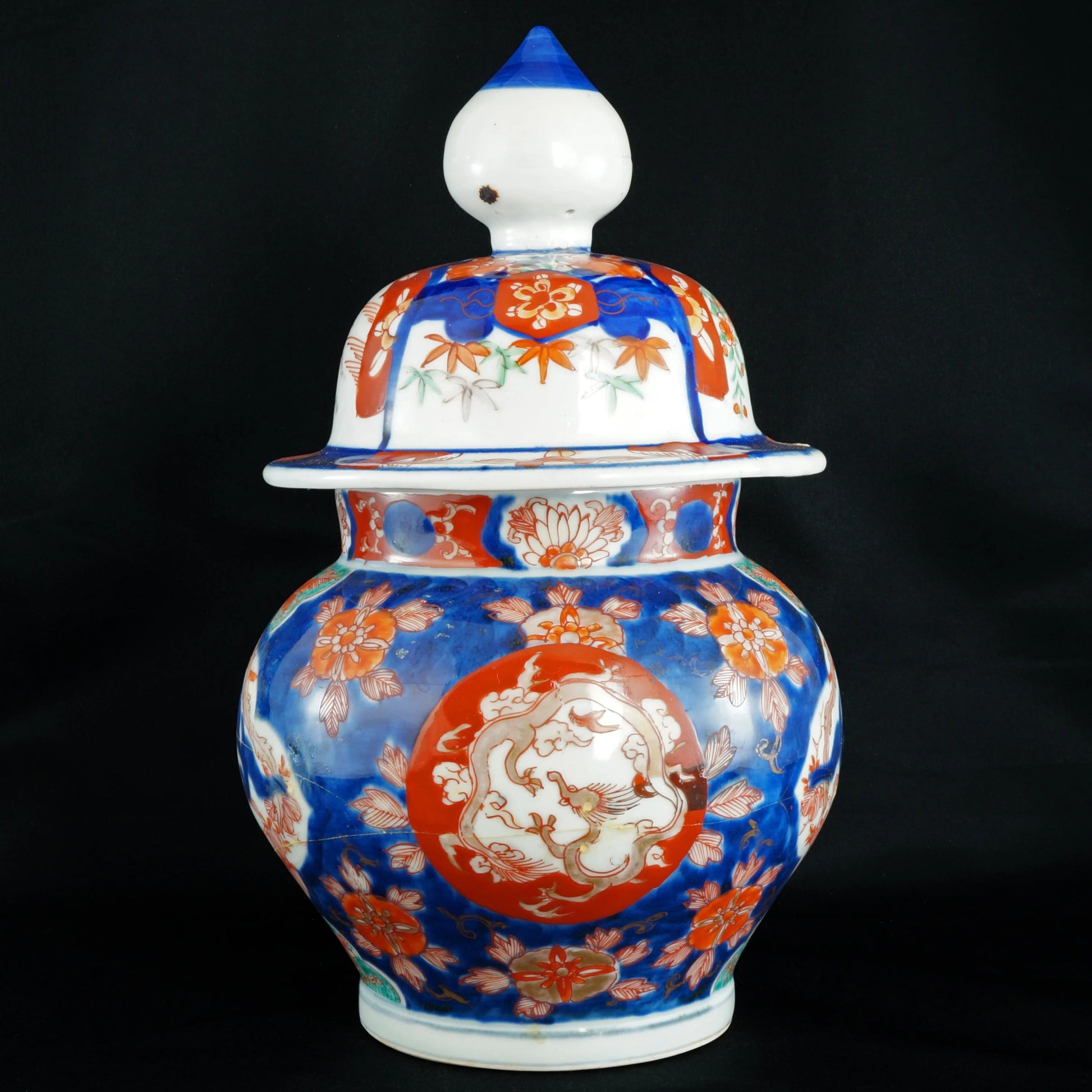 Large Japanese Imari Lidded Porcelain Jar First Half 20th C - Bear and Raven Antiques