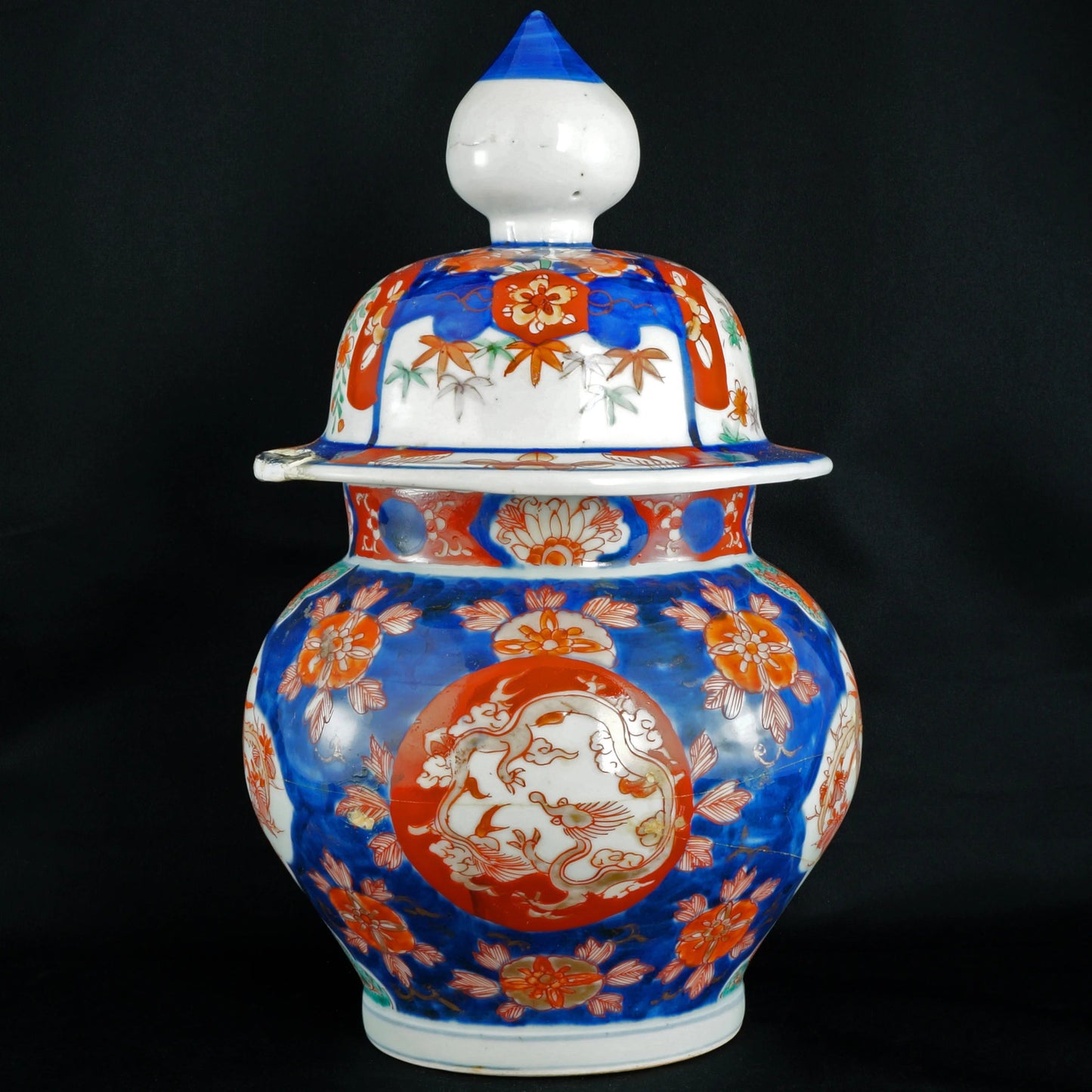 Large Japanese Imari Lidded Porcelain Jar First Half 20th C - Bear and Raven Antiques