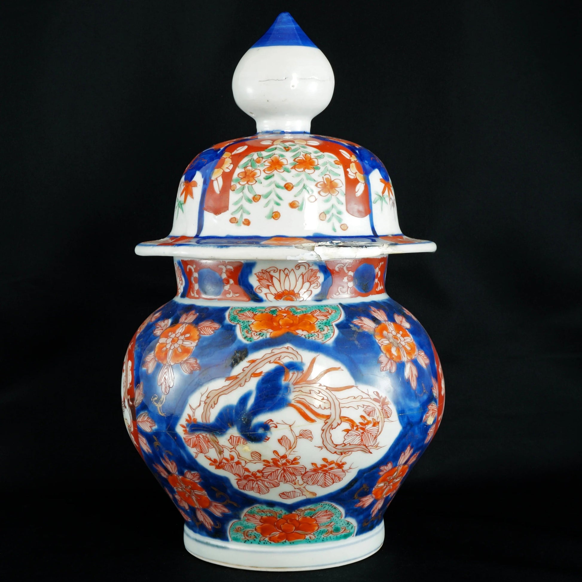 Large Japanese Imari Lidded Porcelain Jar First Half 20th C - Bear and Raven Antiques