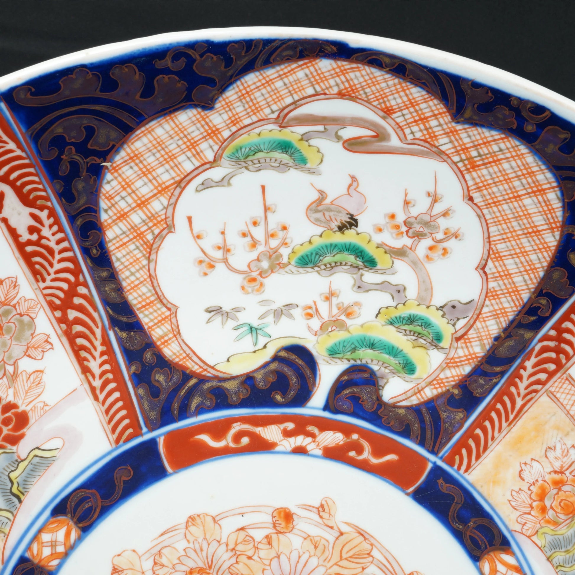 Large Polychrome Japanese Meiji Period Imari Charger with Buddhist Lions 19th Century - Bear and Raven Antiques