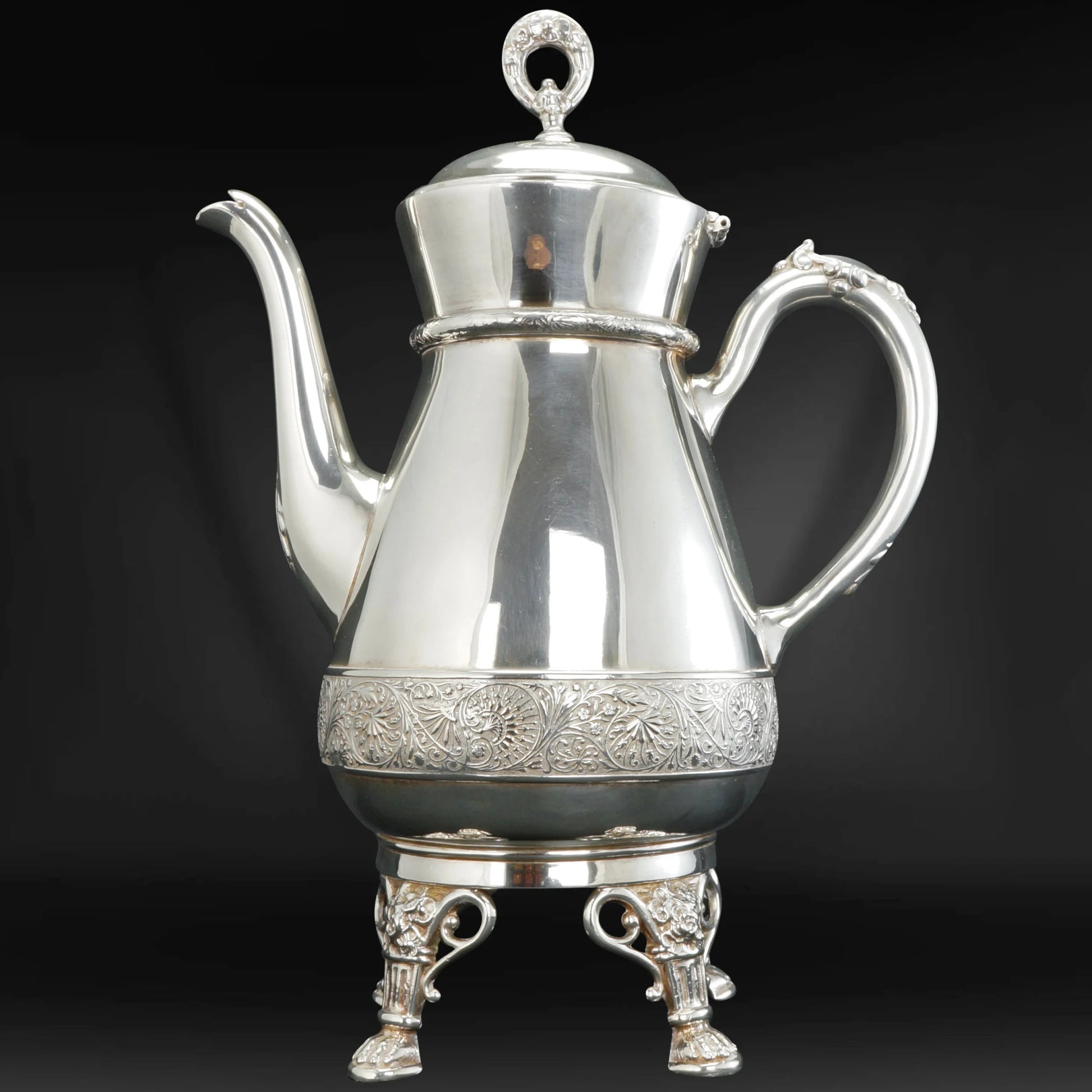 Large Victorian Silver Plate Coffee Pot Circa 1870 - Bear and Raven Antiques