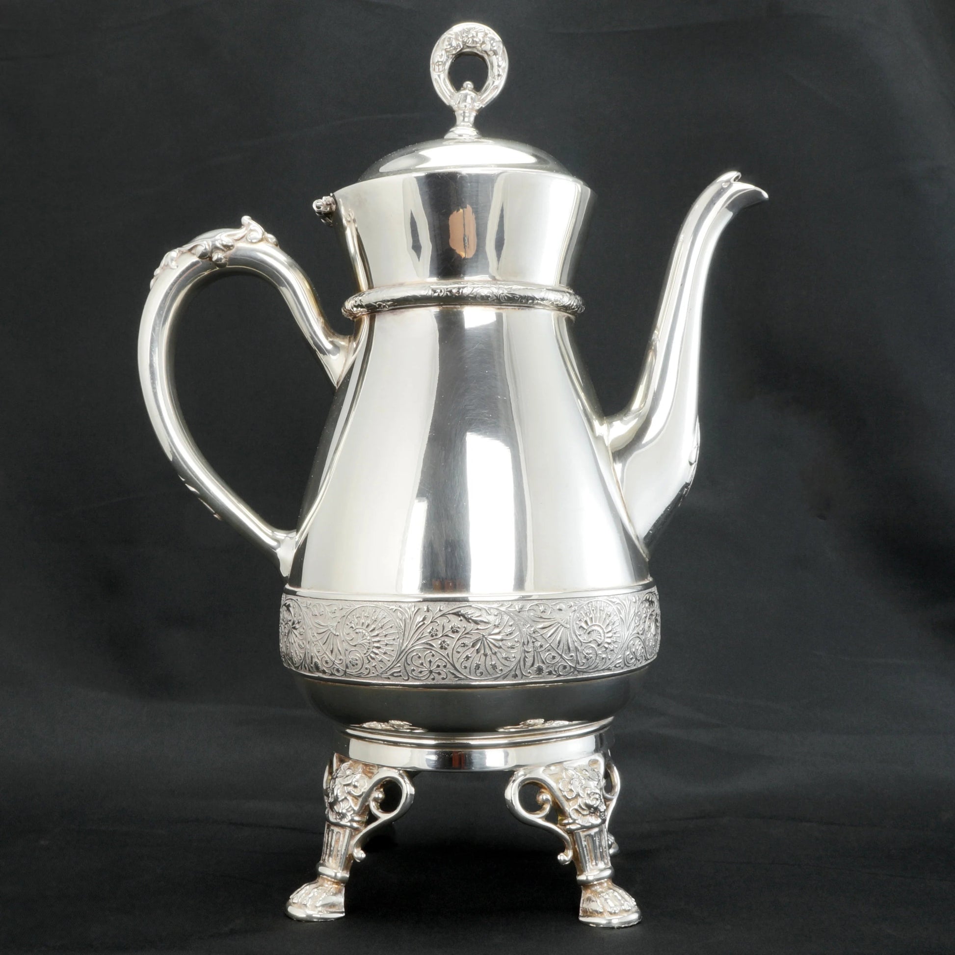 Large Victorian Silver Plate Coffee Pot Circa 1870 - Bear and Raven Antiques