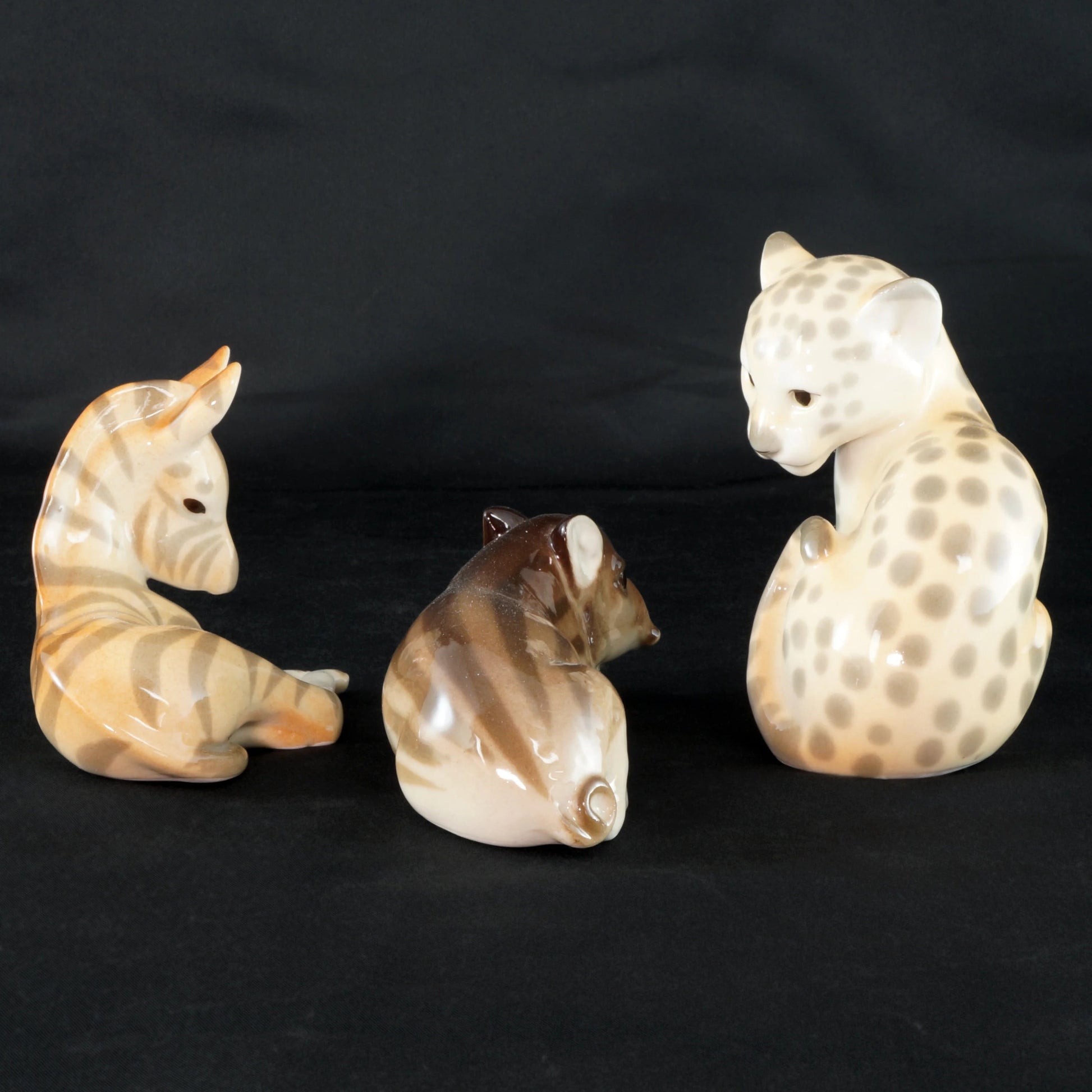 Lomonosov Soviet Union Set Leopard, Zebra, Tapir Porcelain Figurines 1970’s - Bear and Raven Antiques