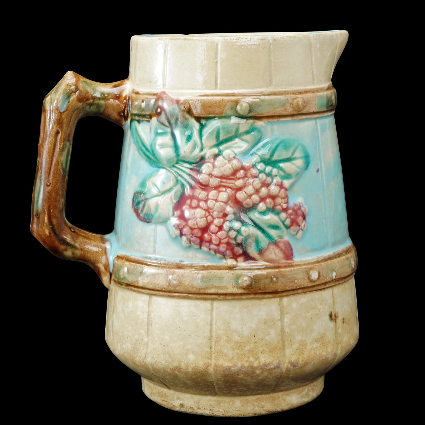 Majolica Berry Cream Pitcher 19th Century - Bear and Raven Antiques