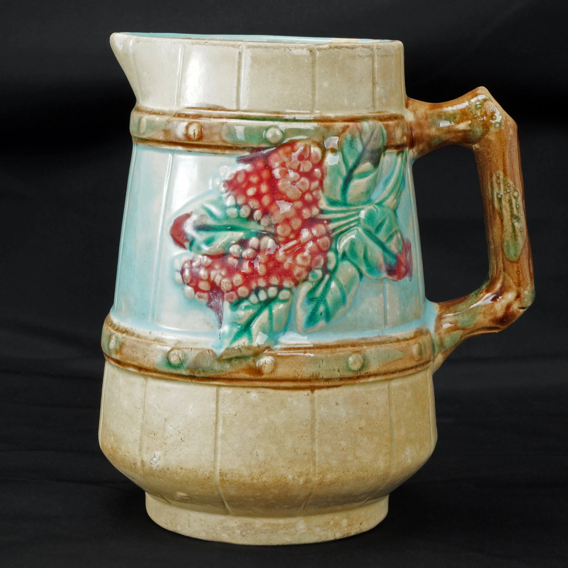 Majolica Berry Cream Pitcher 19th Century - Bear and Raven Antiques