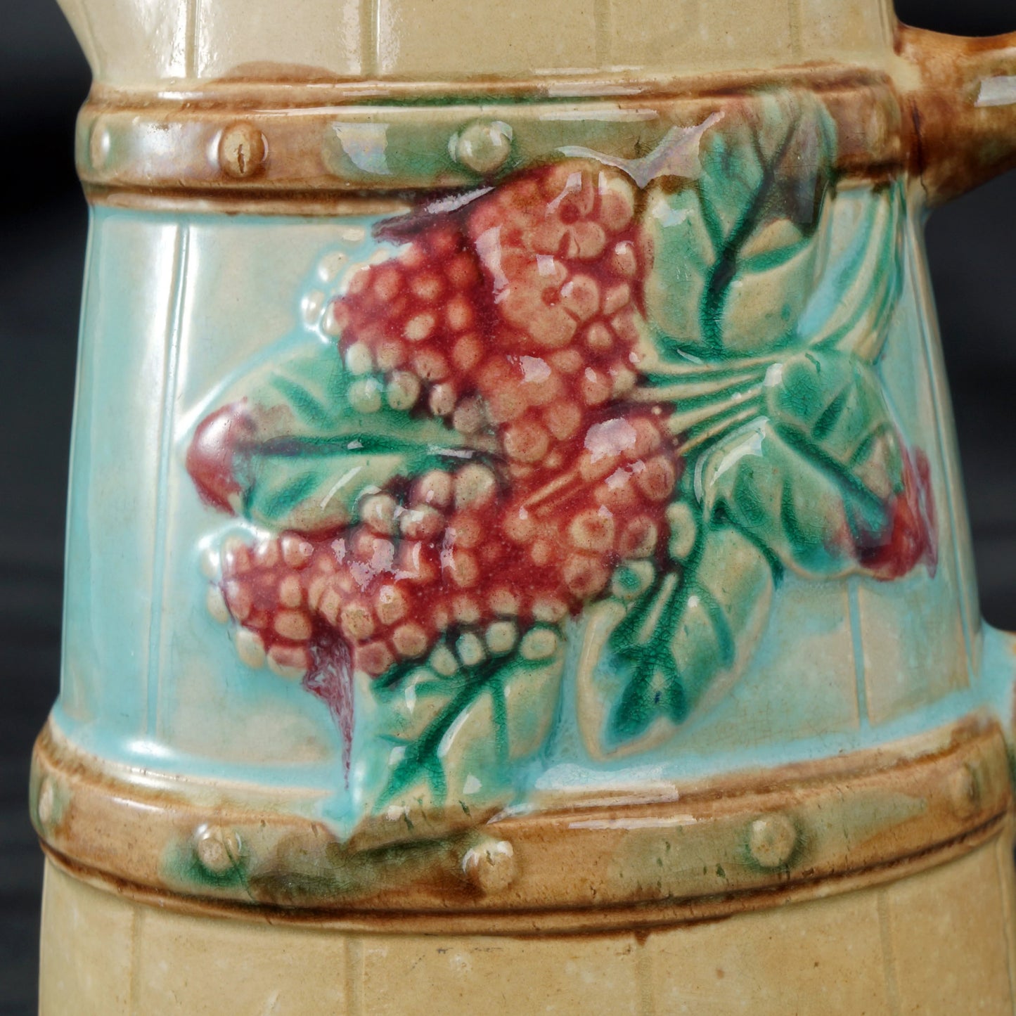 Majolica Berry Cream Pitcher 19th Century - Bear and Raven Antiques