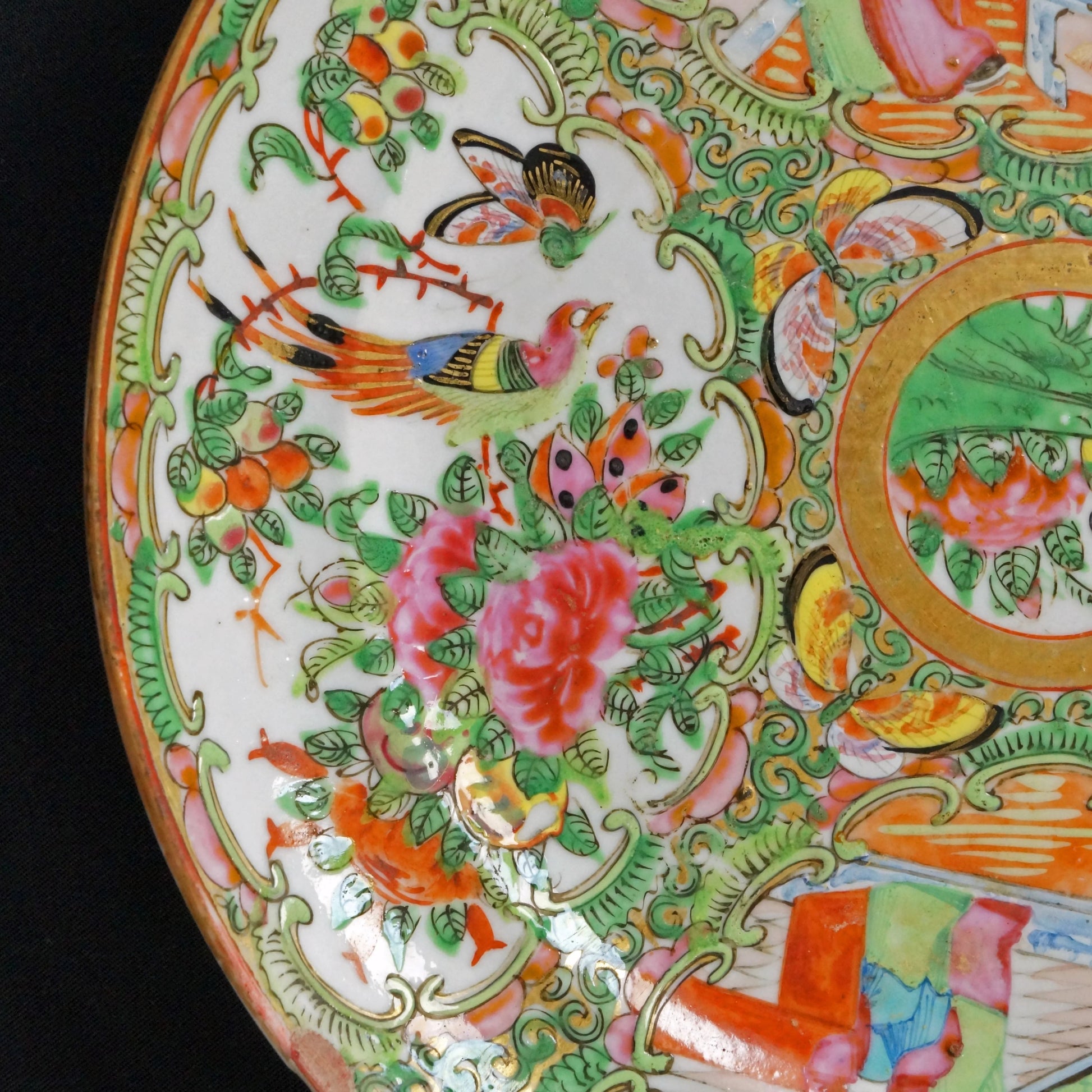 Pair of Chinese Qing Rose Mandarin Plates Circa 1840 - Bear and Raven Antiques