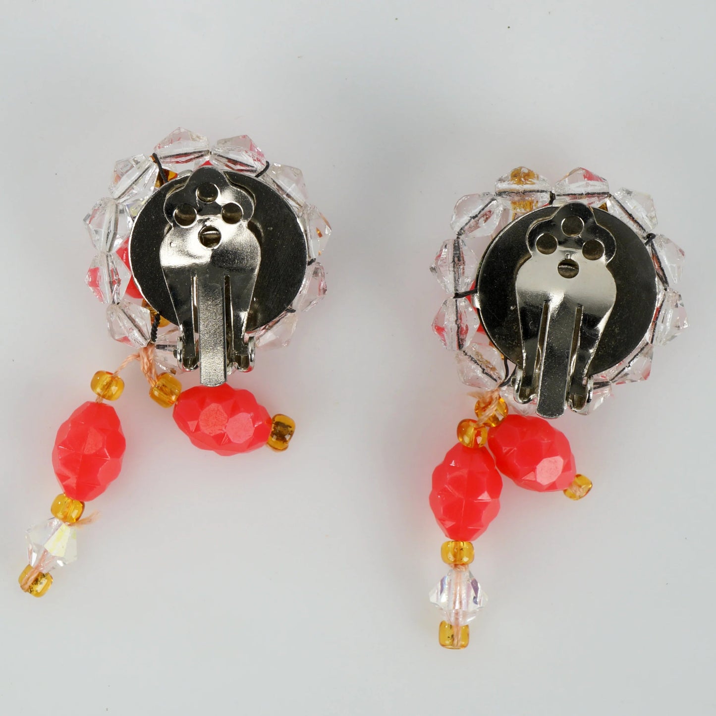 Pair of Dream Catcher Beaded Dangle Clip Earrings - Bear and Raven Antiques