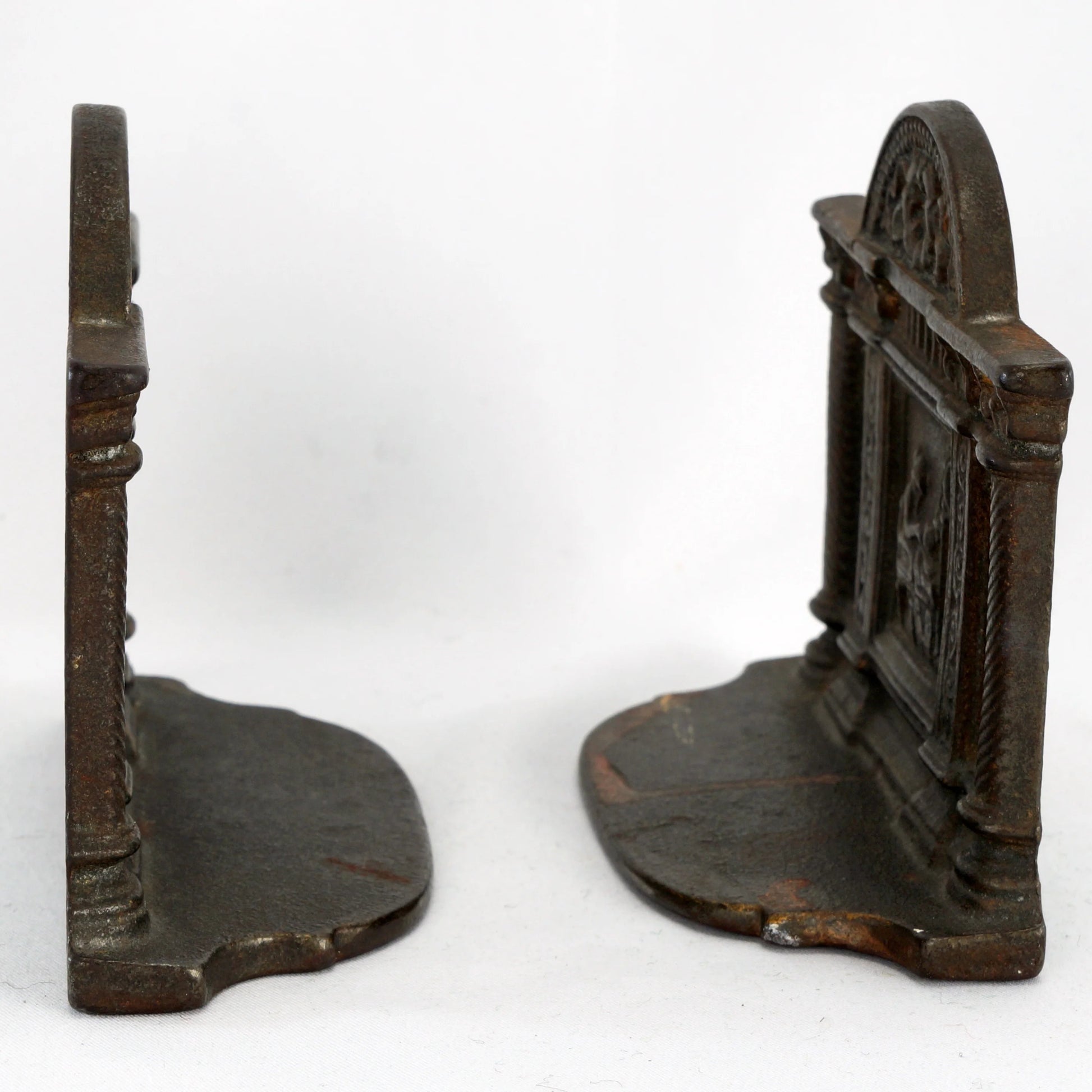 Pair of Greco Roman Cast Iron Bookends 1920's - Bear and Raven Antiques