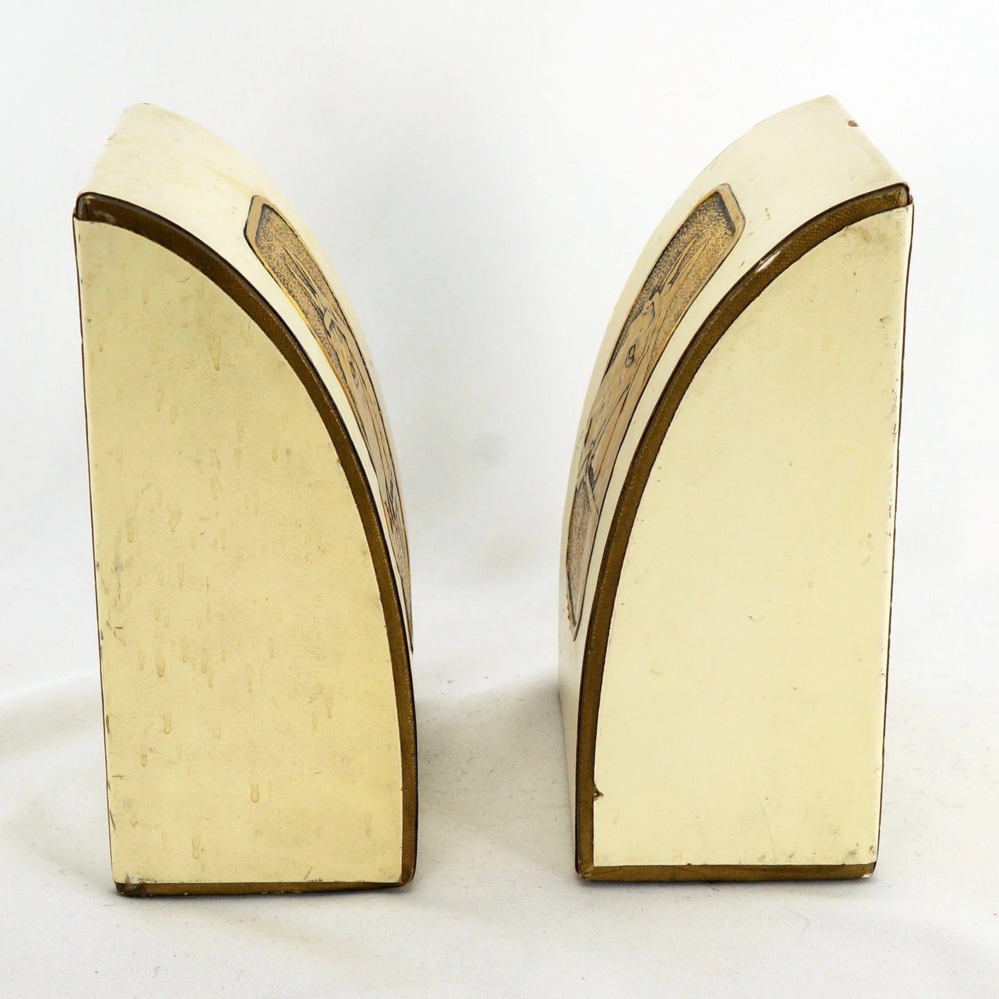 Pair of Mid Century Horse Leather - Wrapped Bookends - Bear and Raven Antiques