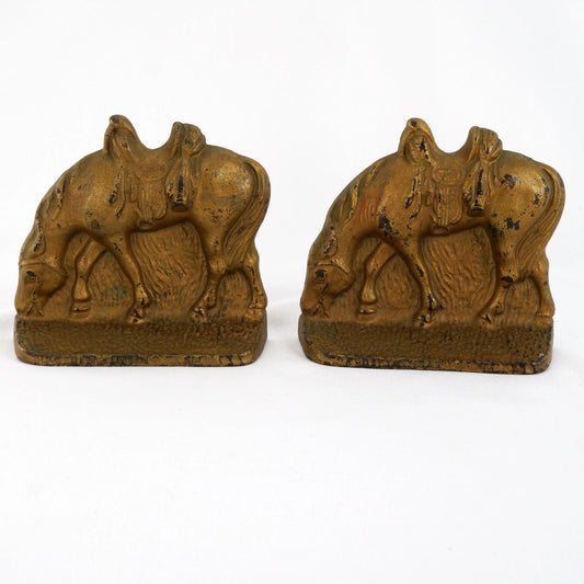 Pair of Riderless Horse Bookends Cast Iron 1920's - Bear and Raven Antiques