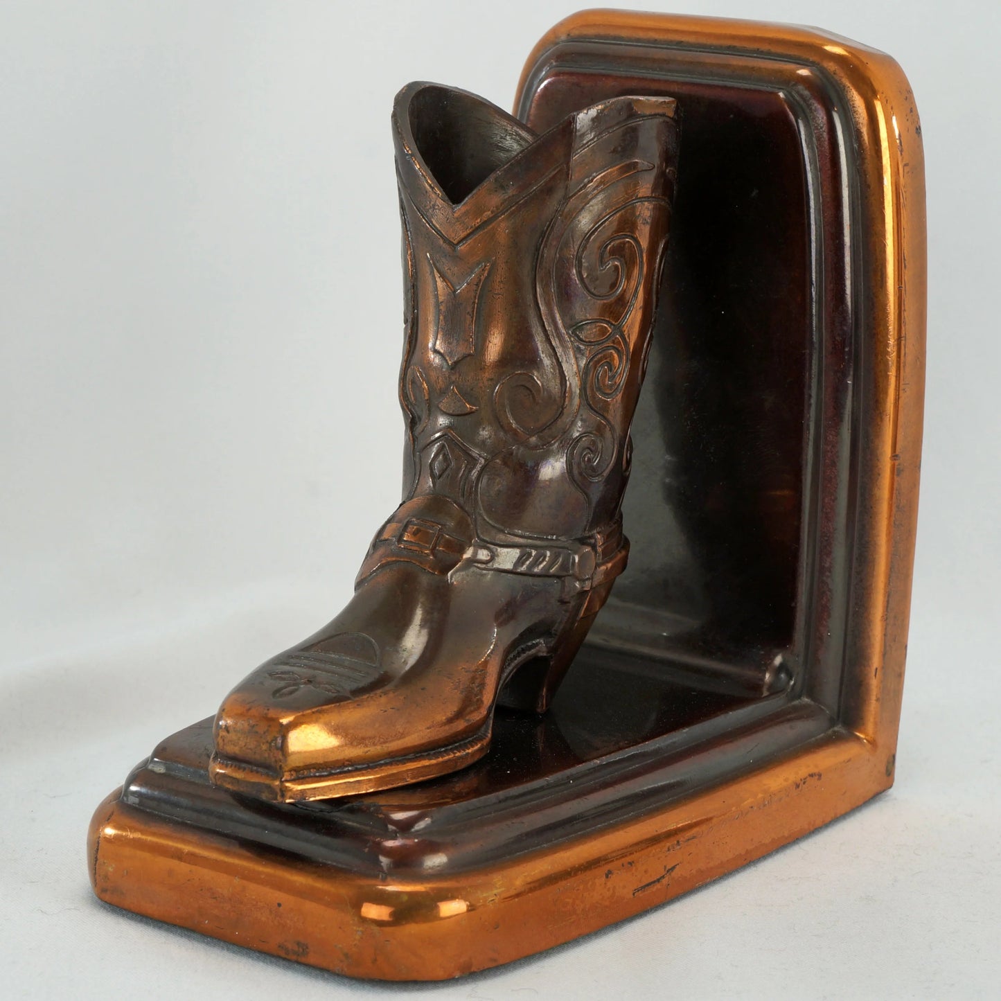 Pair of Vintage Cowboy Boot Copper Patina Bookends 1950's - Bear and Raven Antiques