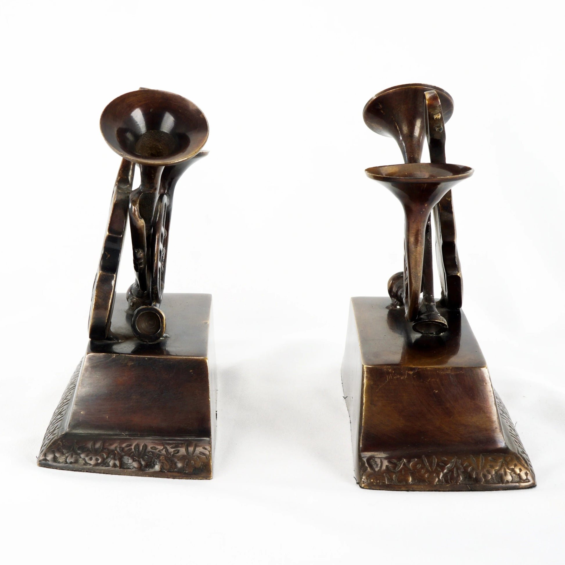 Pair Vintage Bronze - Clad Musical Instruments Bookends - Bear and Raven Antiques