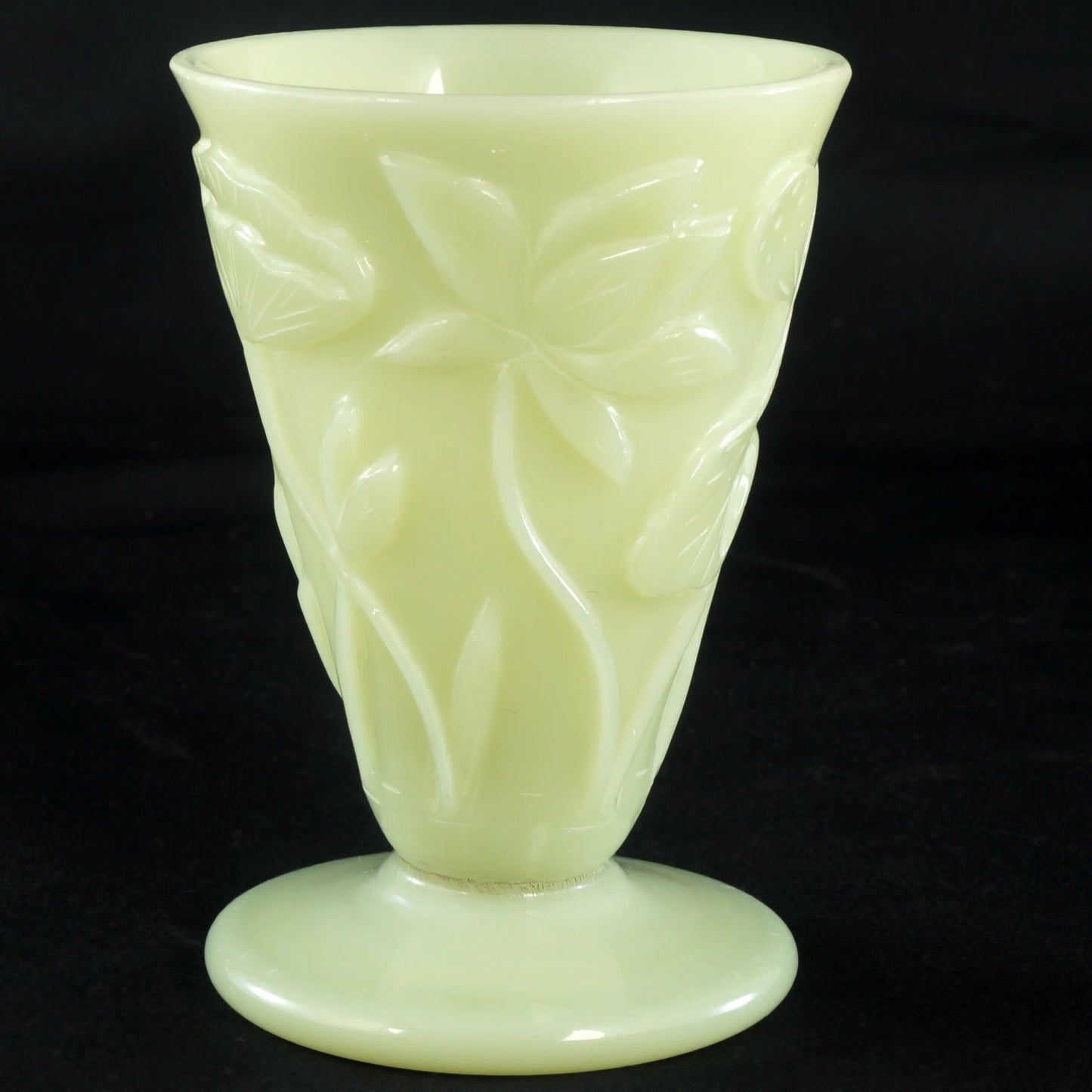 Peking Glass Lotus Wine Cup Jade Color Circa 1920 - Bear and Raven Antiques