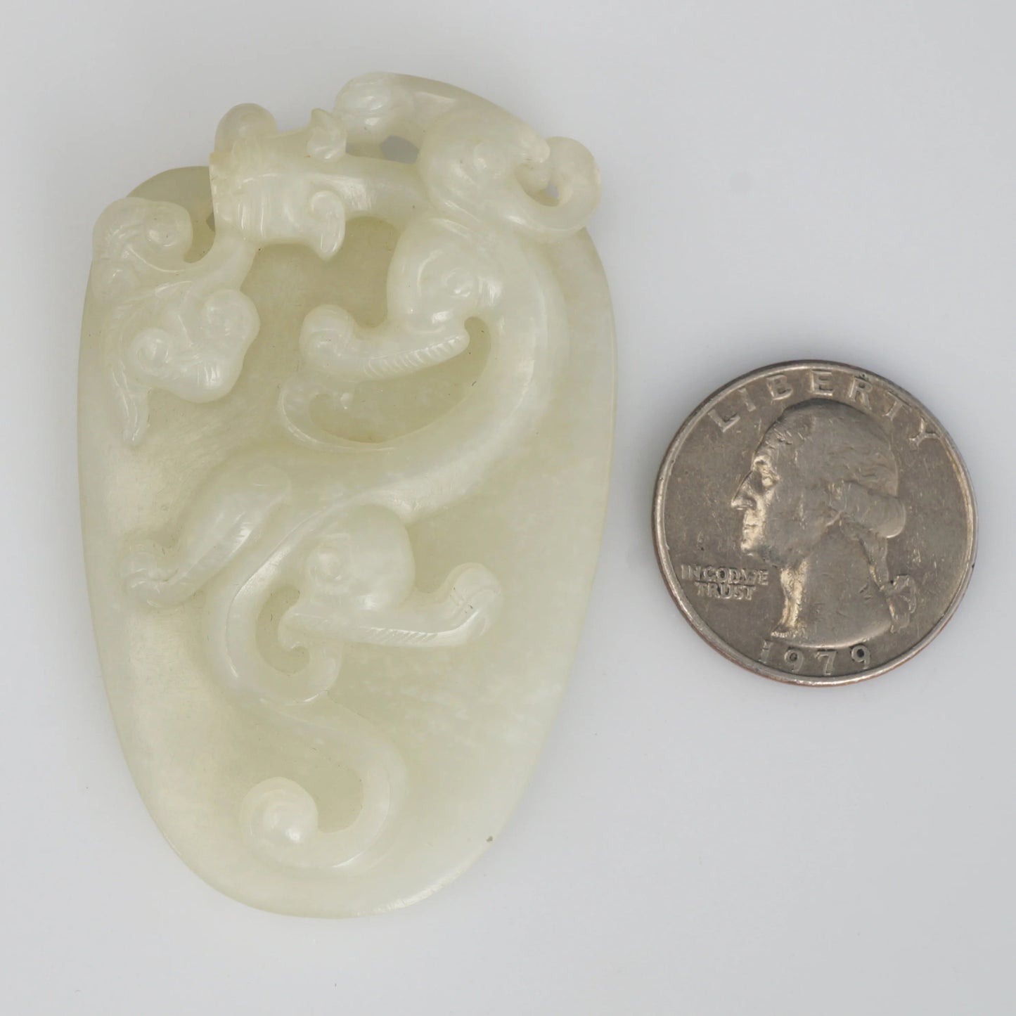 Qing Chinese Jade Chimera Pendant Plaque Pale Green 18/19th Century - Bear and Raven Antiques