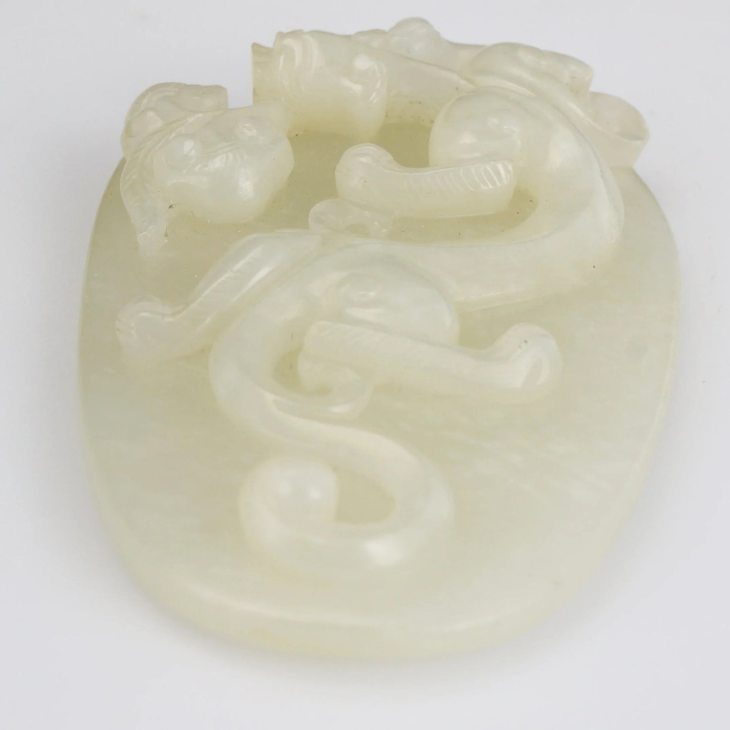 Qing Chinese Jade Chimera Pendant Plaque Pale Green 18/19th Century - Bear and Raven Antiques