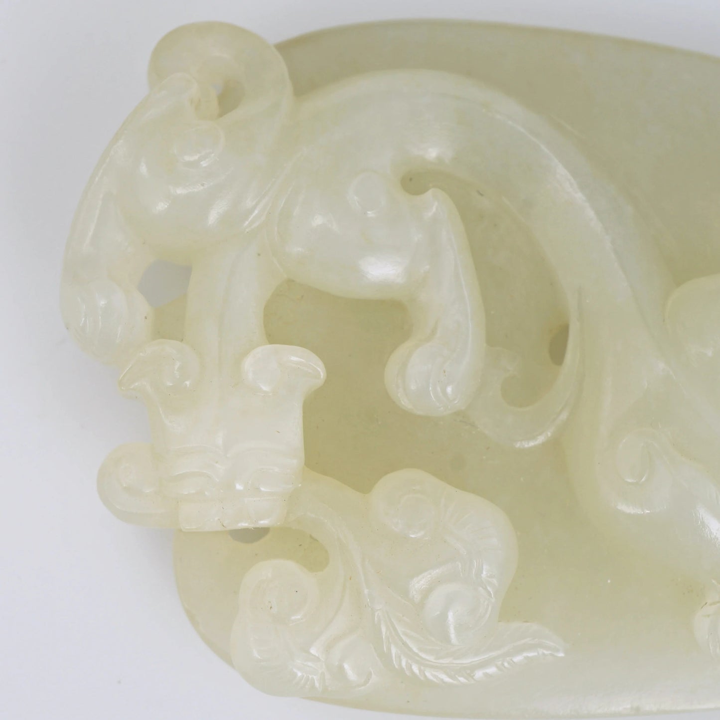 Qing Chinese Jade Chimera Pendant Plaque Pale Green 18/19th Century - Bear and Raven Antiques