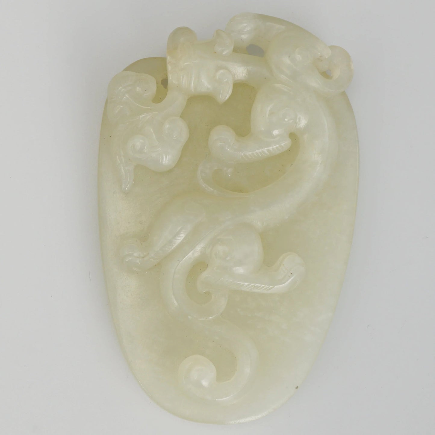 Qing Chinese Jade Chimera Pendant Plaque Pale Green 18/19th Century - Bear and Raven Antiques